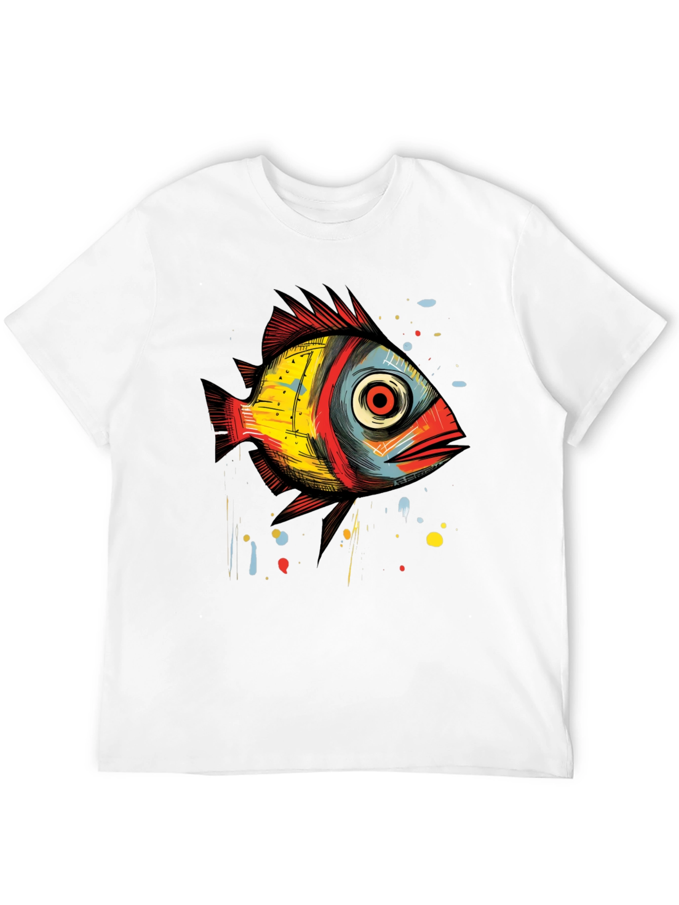 Abstract Fish Graphic T-Shirt - Unique Artistic Design