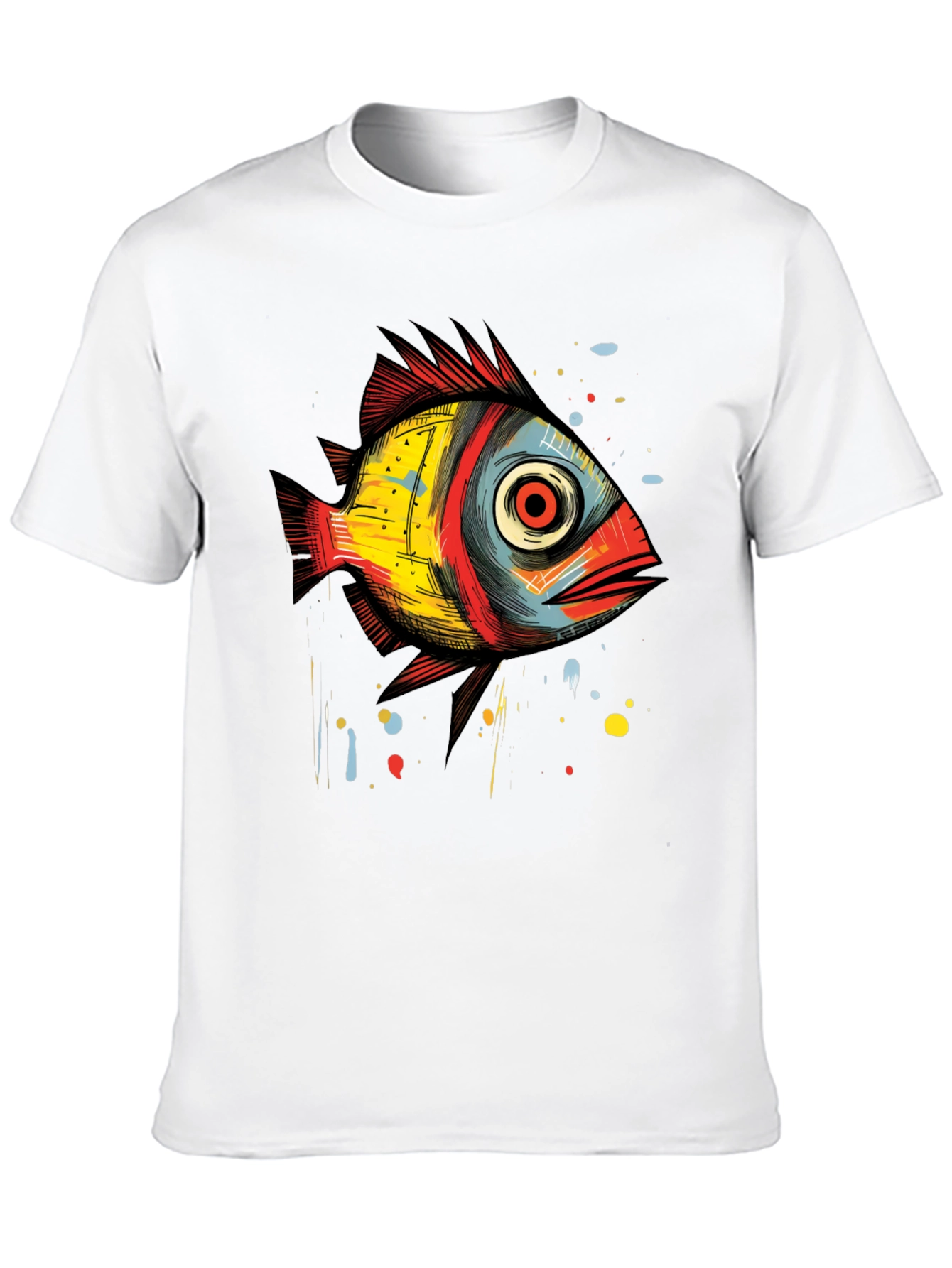 Abstract Fish Graphic T-Shirt - Unique Artistic Design