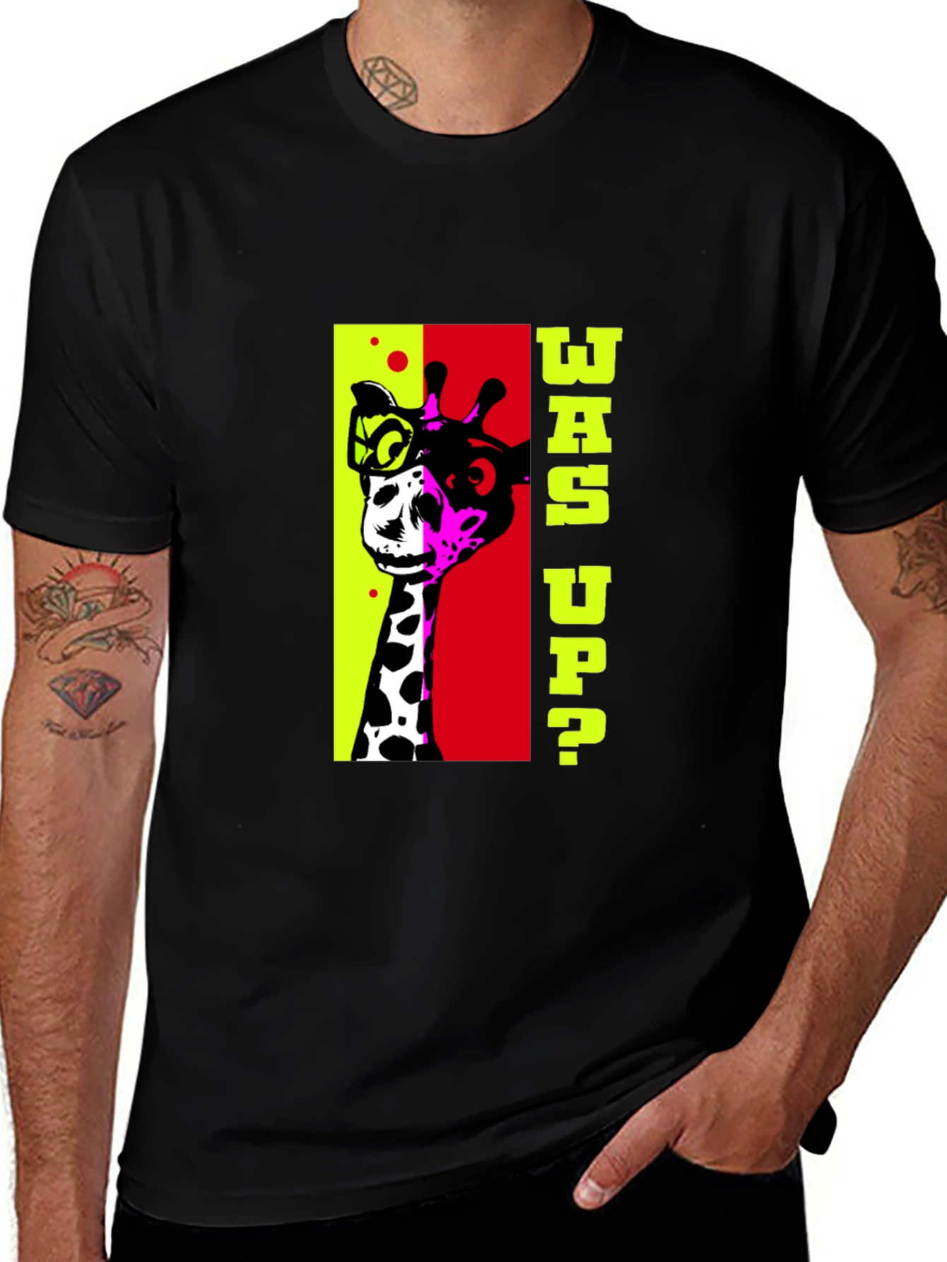 Cool Giraffe Graphic Tee - Mens Black T-Shirt
