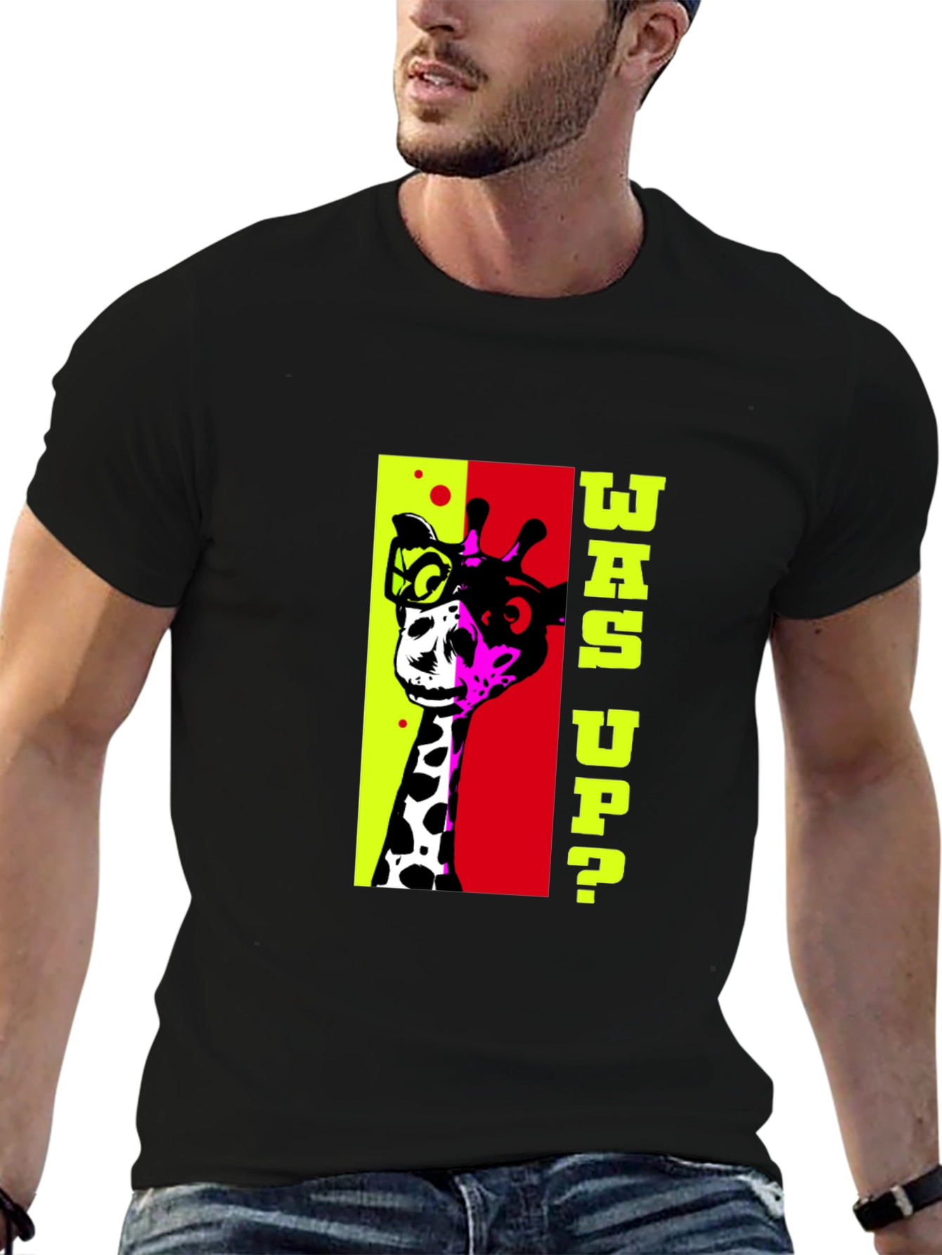 Cool Giraffe Graphic Tee - Mens Black T-Shirt