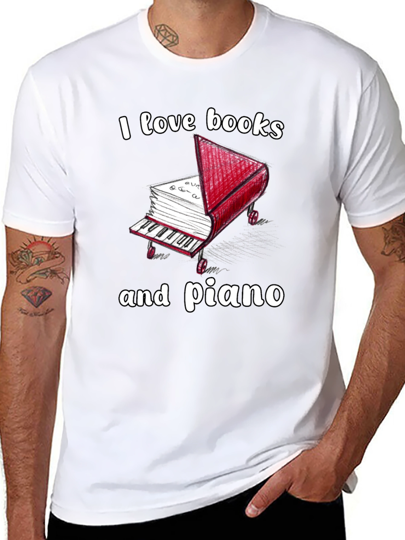 I Love Books and Piano T-Shirt