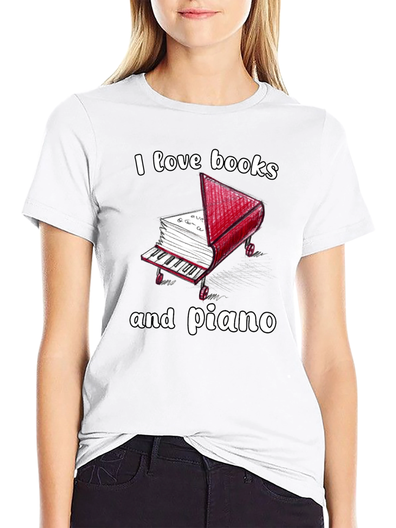 I Love Books and Piano T-Shirt
