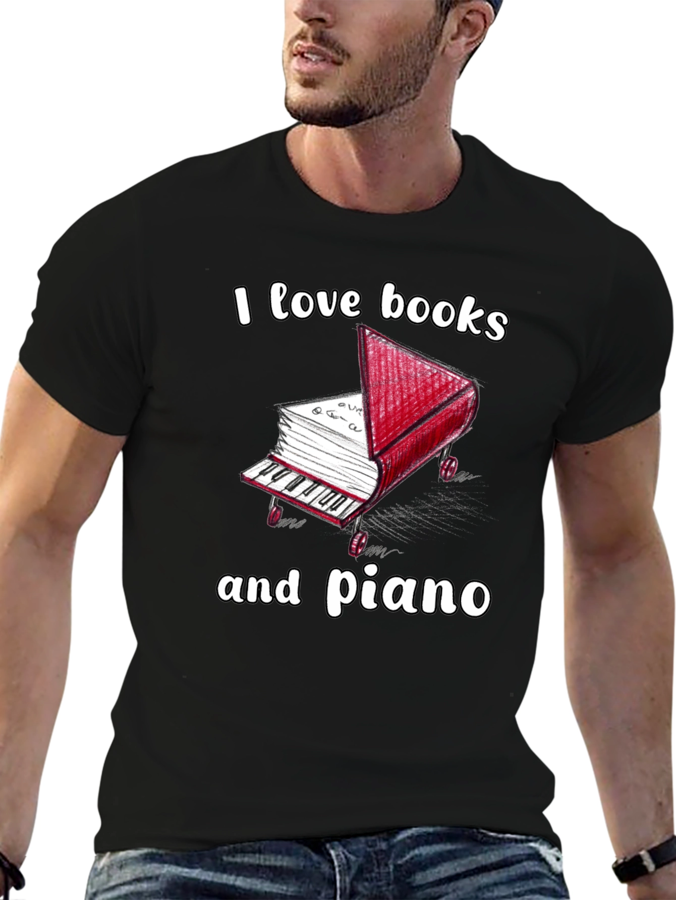 I Love Books and Piano T-Shirt