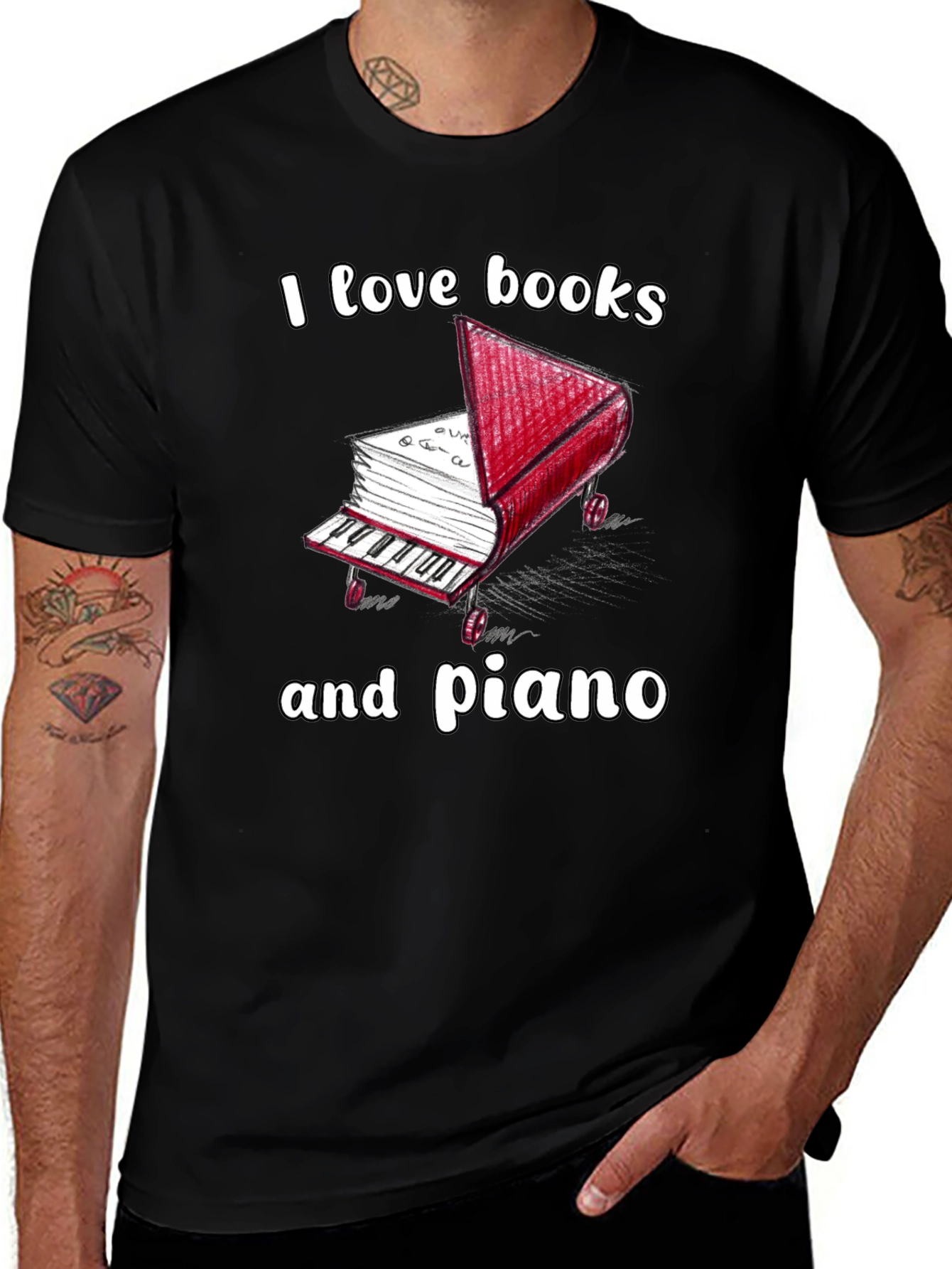 I Love Books and Piano T-Shirt