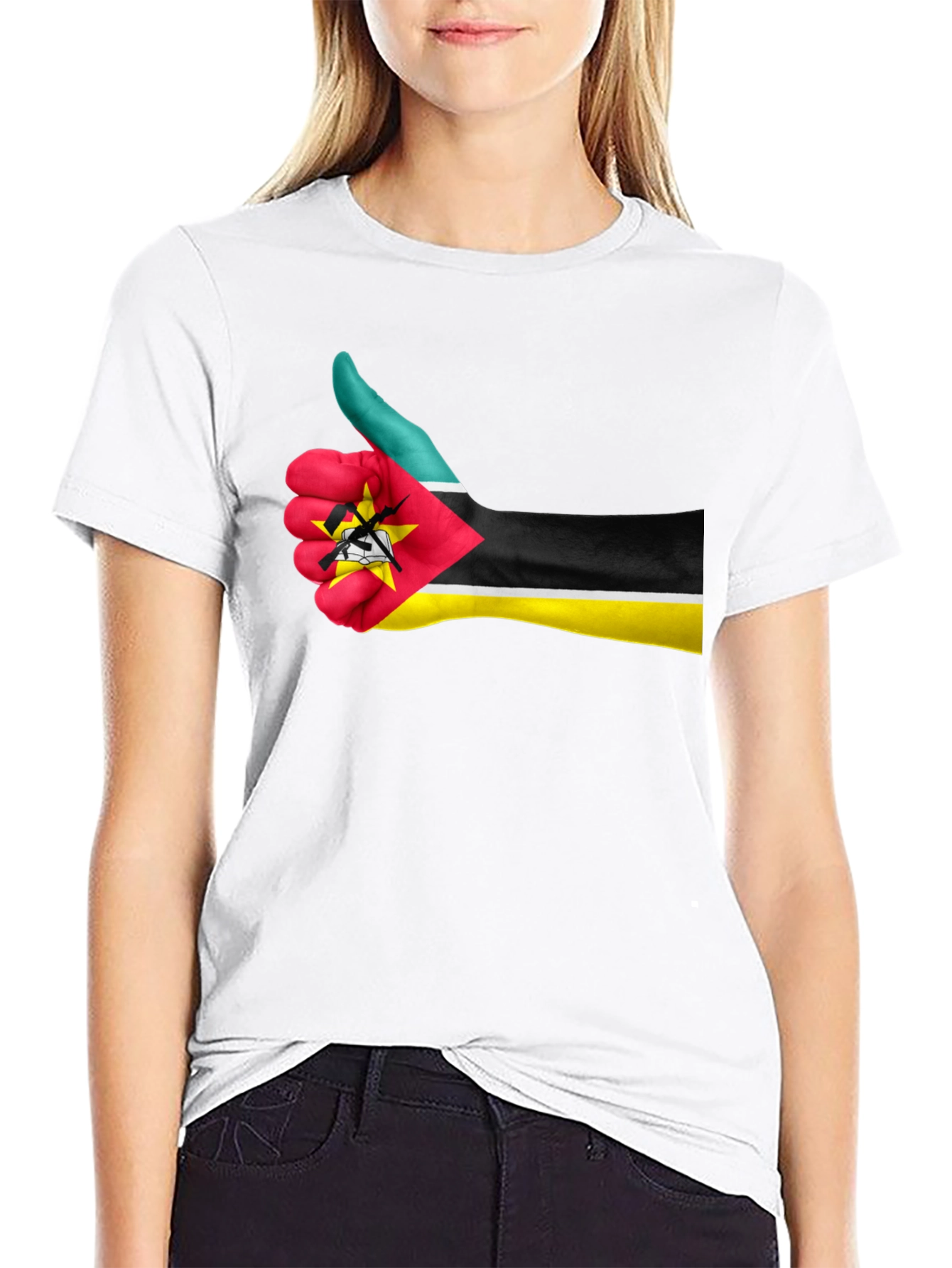 Mozambique Flag Thumb Up Graphic T-Shirt