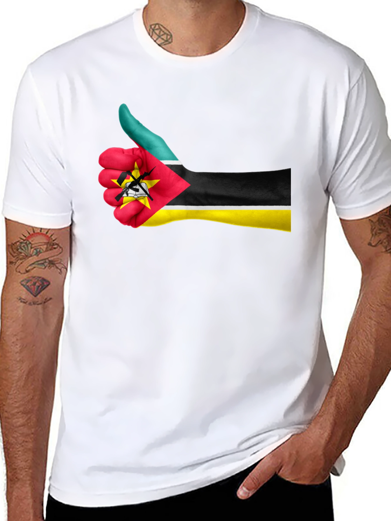 Mozambique Flag Thumb Up Graphic T-Shirt