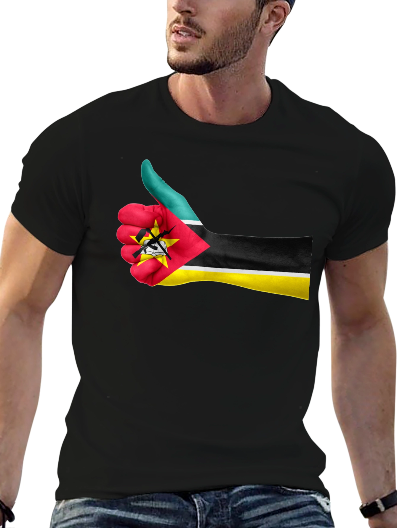 Mozambique Flag Thumb Up Graphic T-Shirt