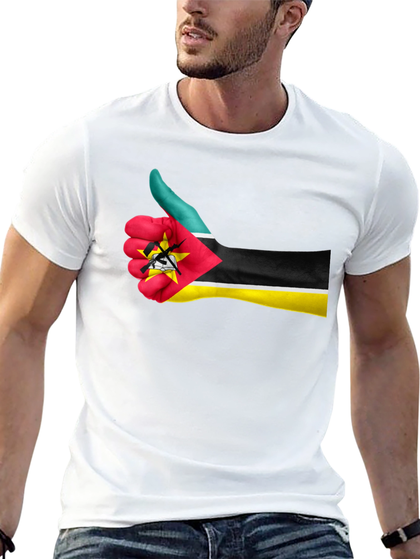Mozambique Flag Thumb Up Graphic T-Shirt