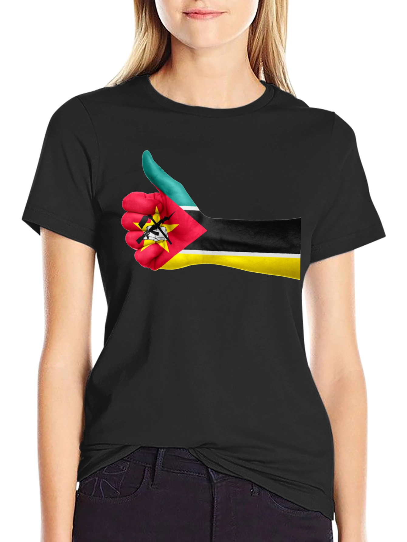 Mozambique Flag Thumb Up Graphic T-Shirt