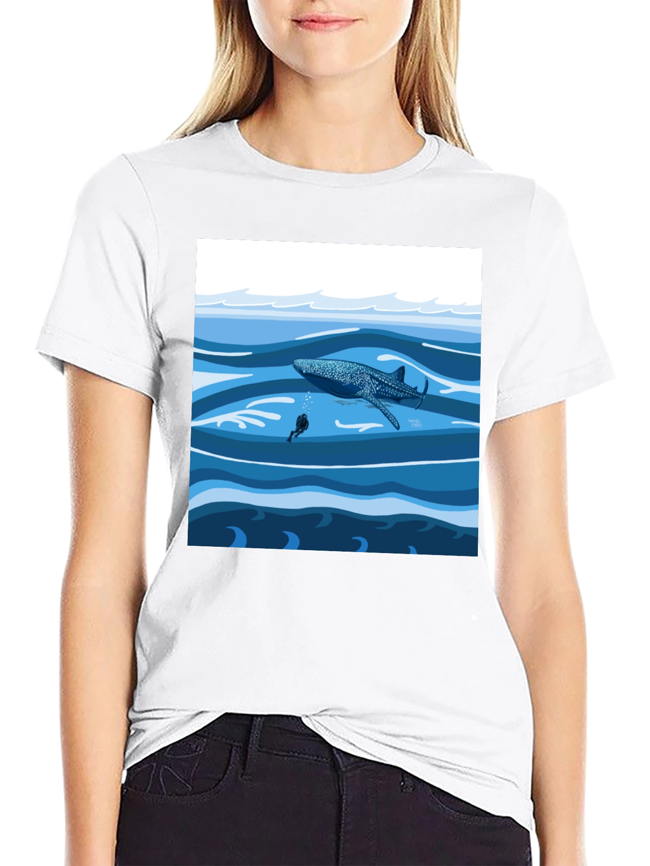 Whale Shark Diver Graphic Tee - Ocean Adventure Shirt
