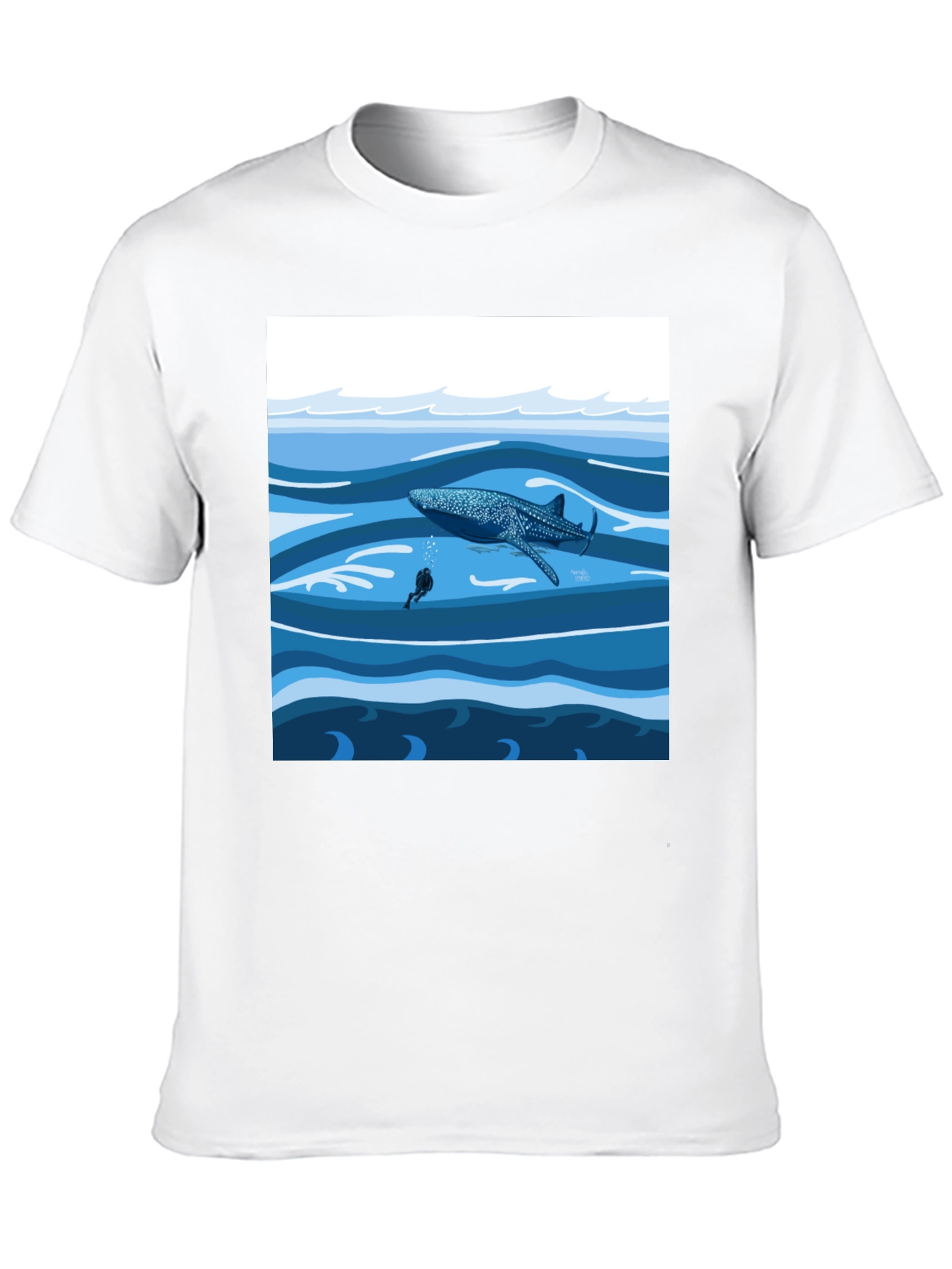 Whale Shark Diver Graphic Tee - Ocean Adventure Shirt
