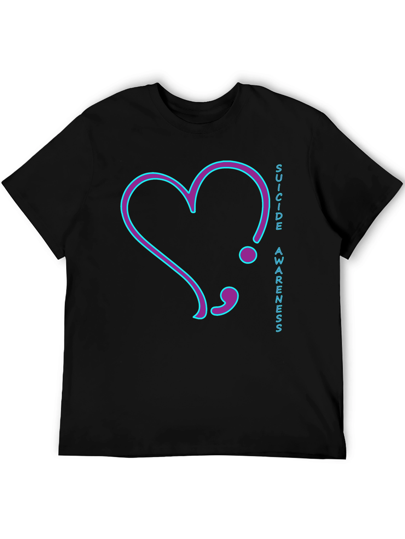 Suicide Awareness T-Shirt: Heart Semilcolon Design
