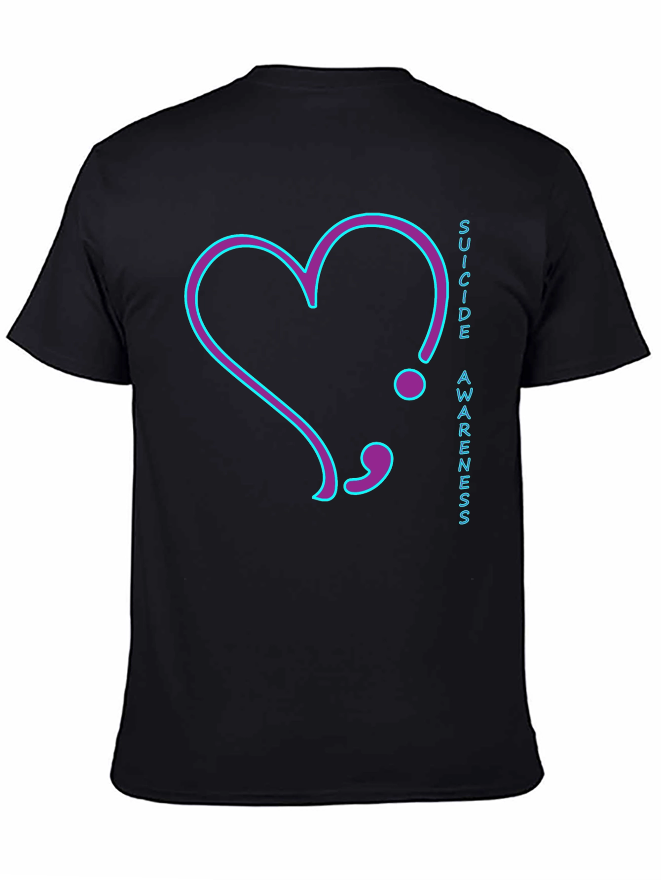 Suicide Awareness T-Shirt: Heart Semilcolon Design