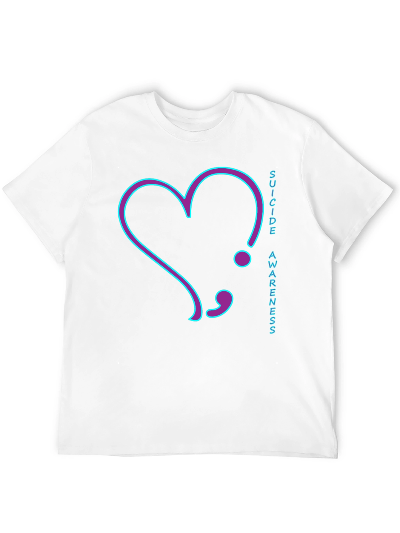 Suicide Awareness T-Shirt: Heart Semilcolon Design