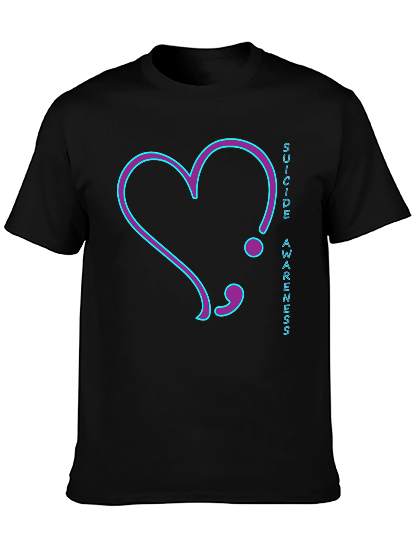 Suicide Awareness T-Shirt: Heart Semilcolon Design