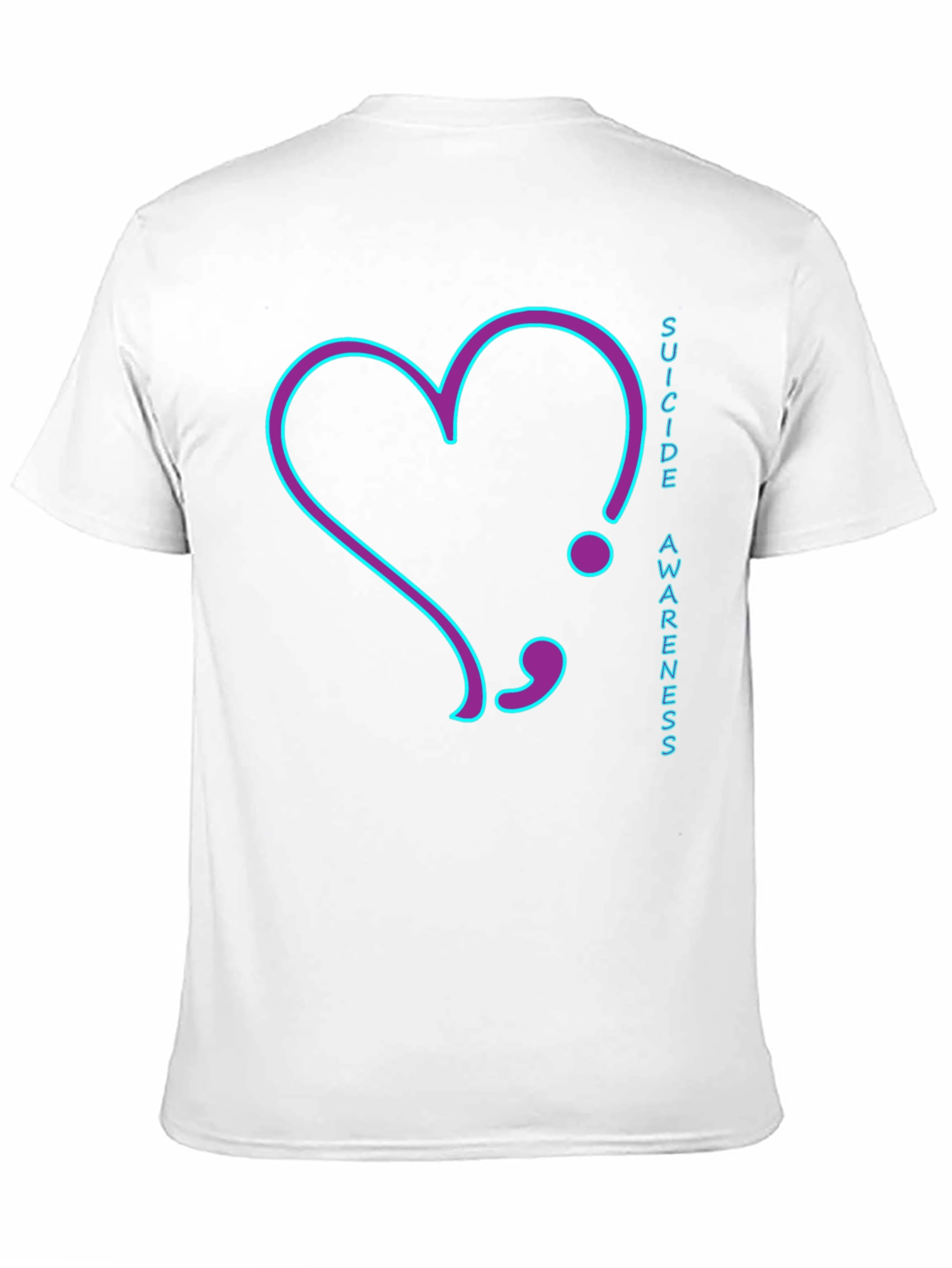 Suicide Awareness T-Shirt: Heart Semilcolon Design