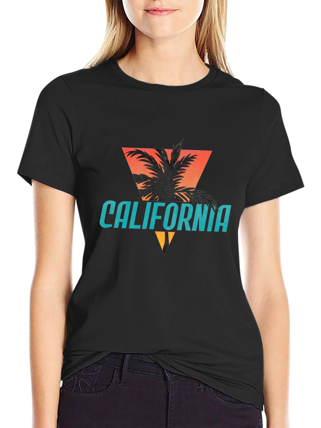California Graphic Tee - Palm Tree Sunset Design