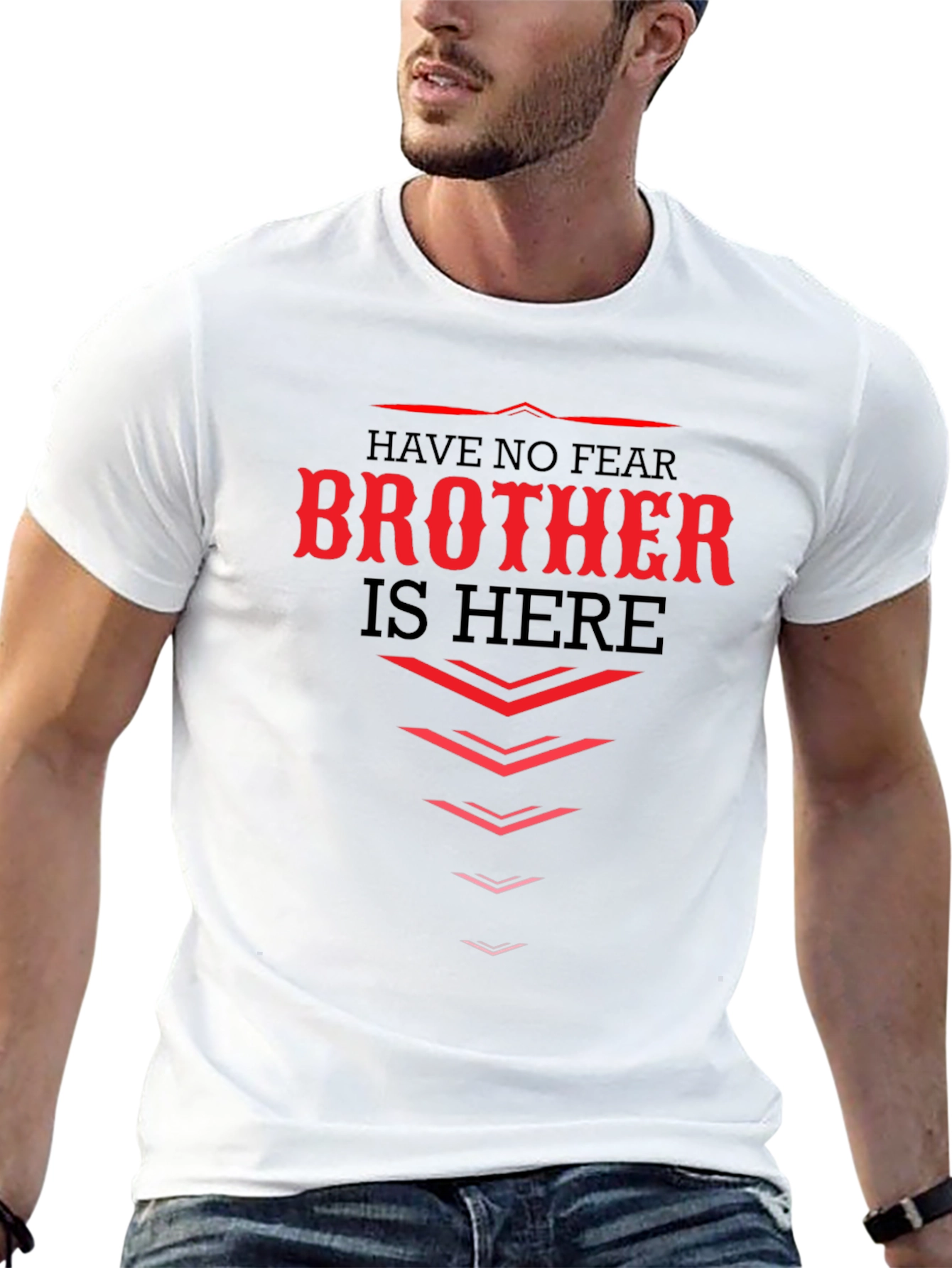 Brother is Here Graphic Tee - Black Cotton Blend