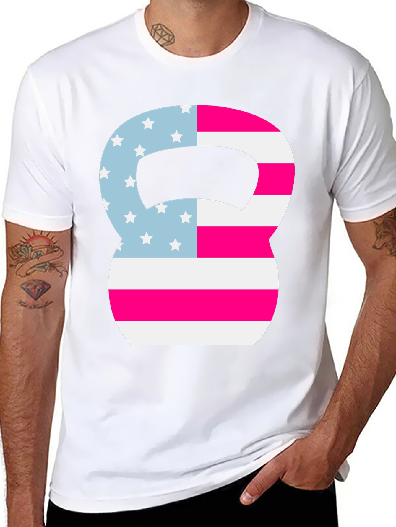 Patriotic Kettlebell T-Shirt - American Flag Design