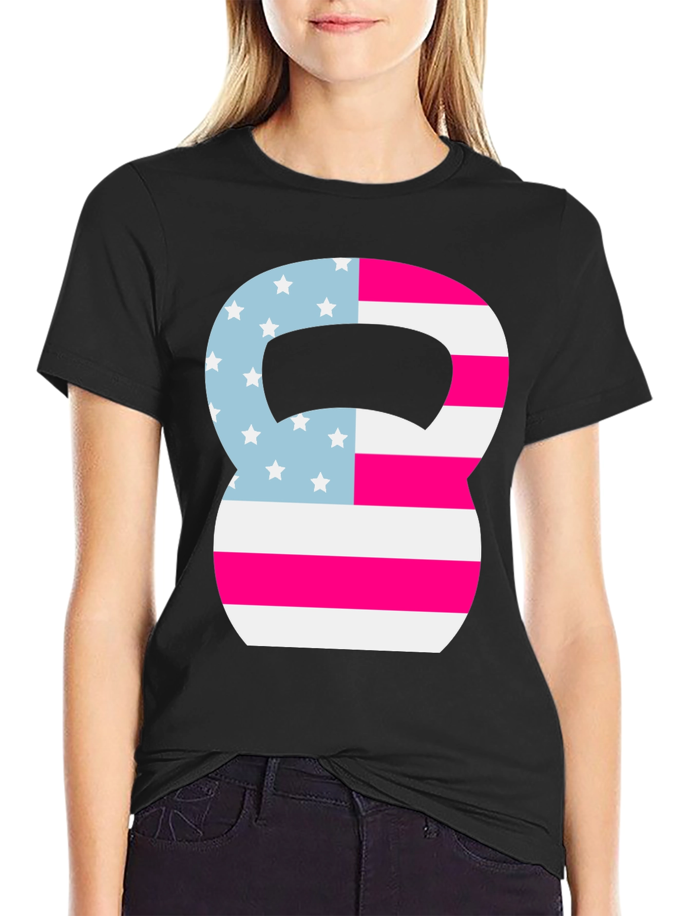 Patriotic Kettlebell T-Shirt - American Flag Design
