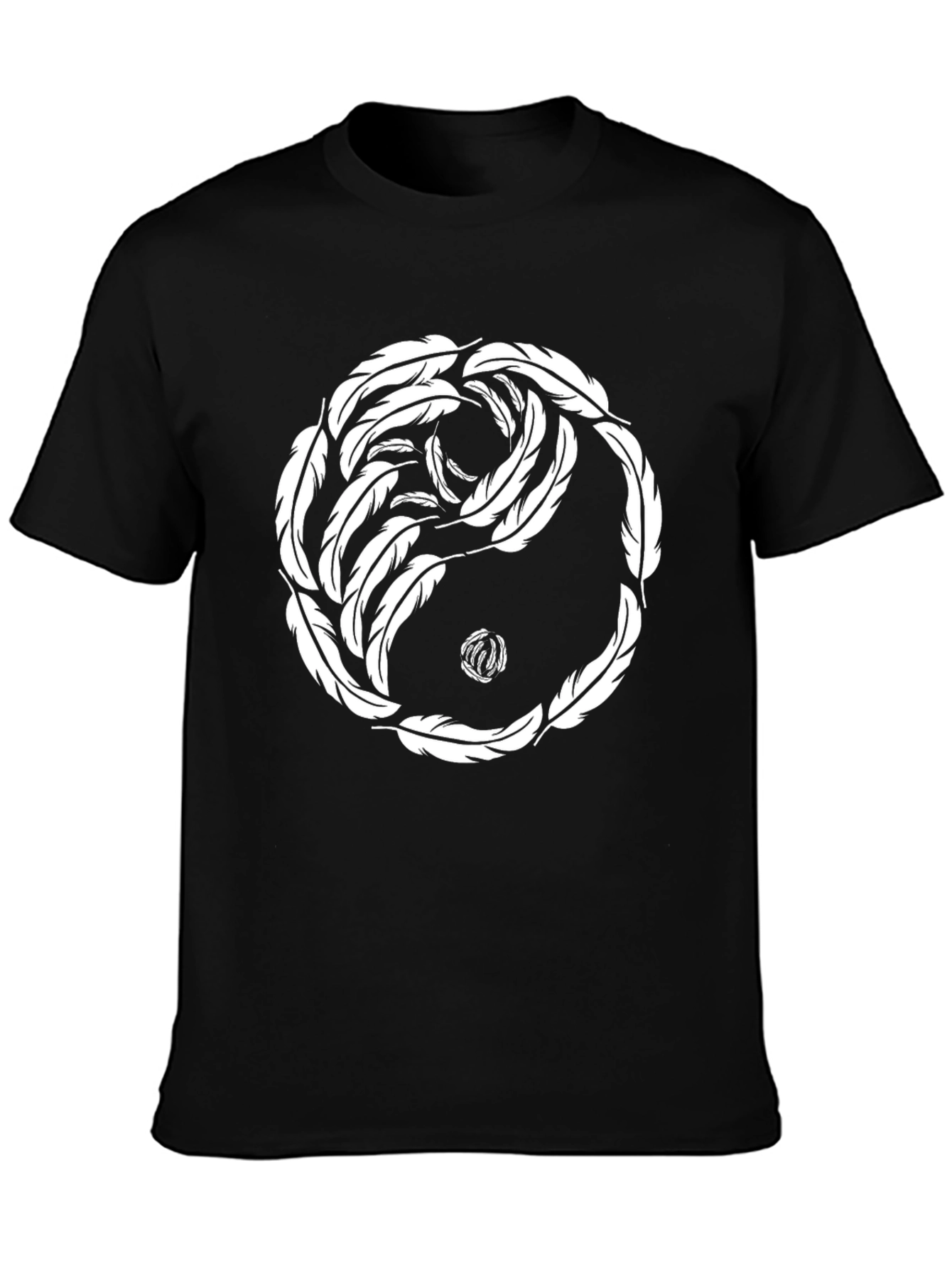 Yin Yang Feather T-Shirt - Black
