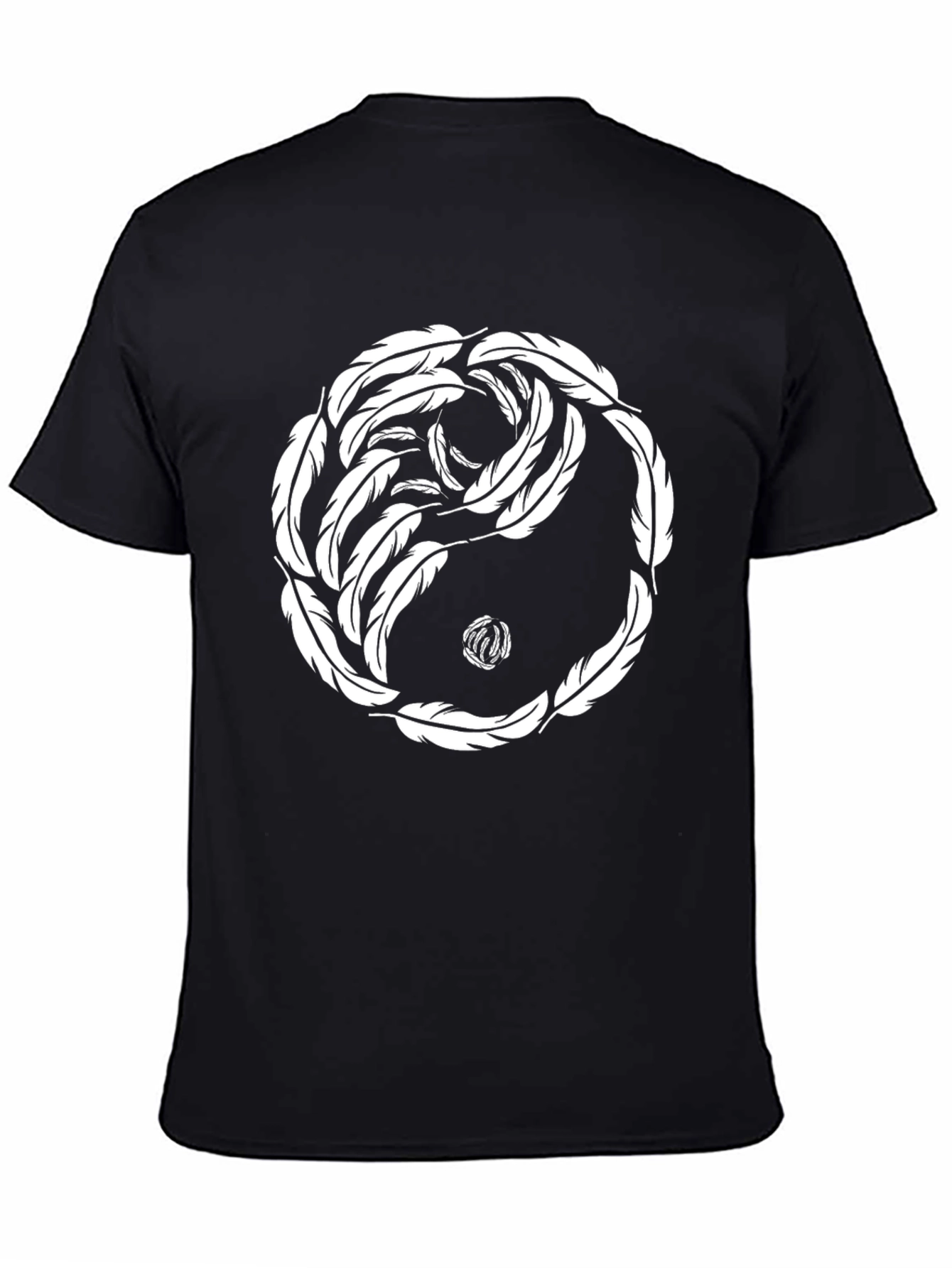 Yin Yang Feather T-Shirt - Black