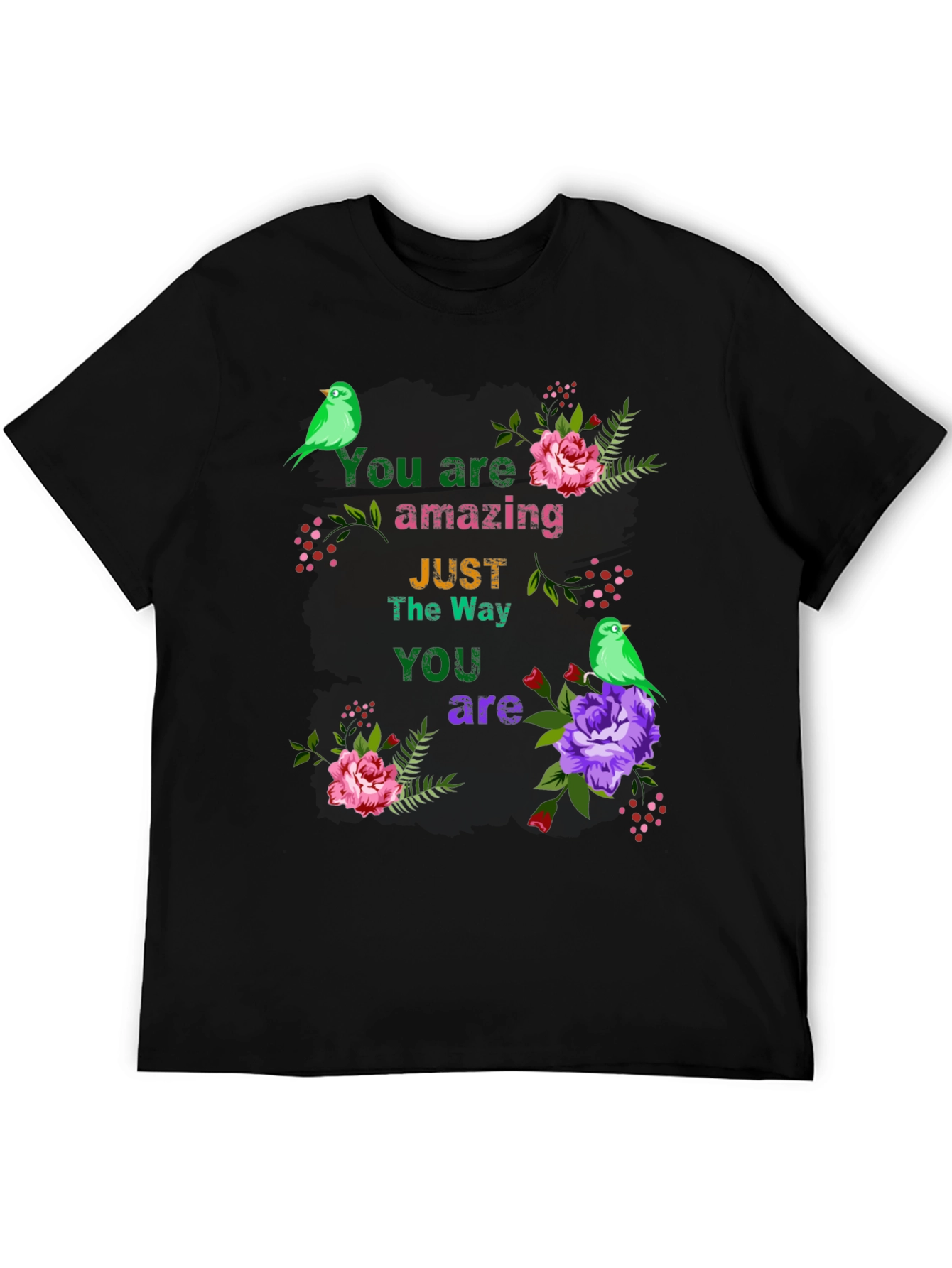 You Are Amazing T-Shirt with Floral Bird Accents