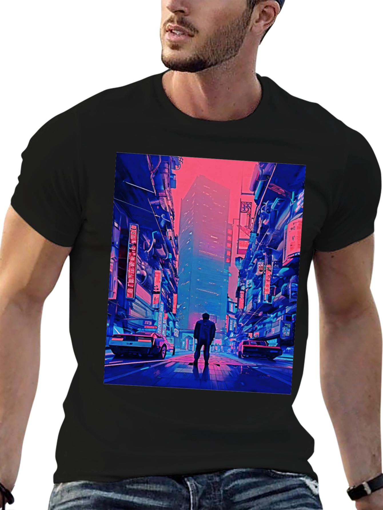 Cyberpunk Cityscape Graphic T-Shirt
