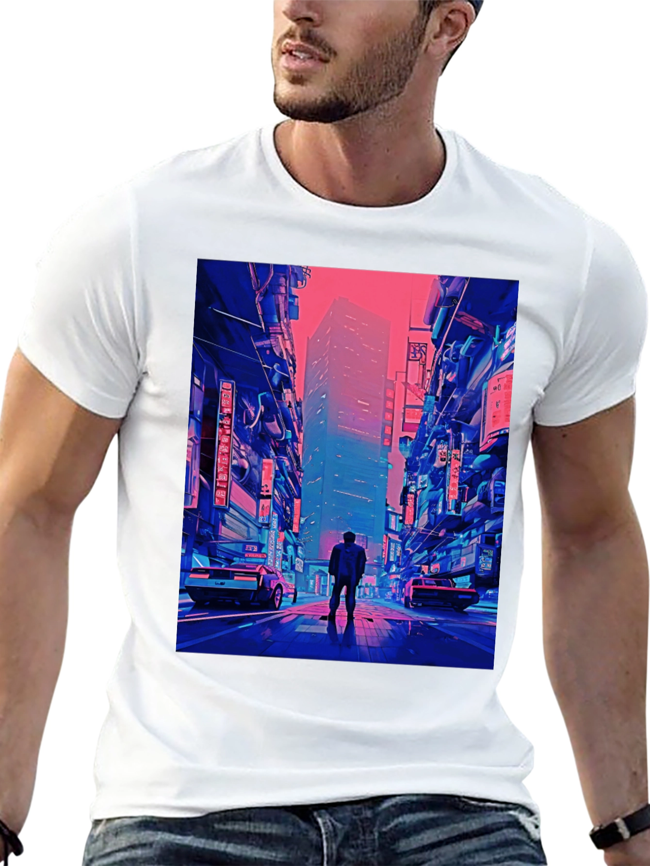Cyberpunk Cityscape Graphic T-Shirt