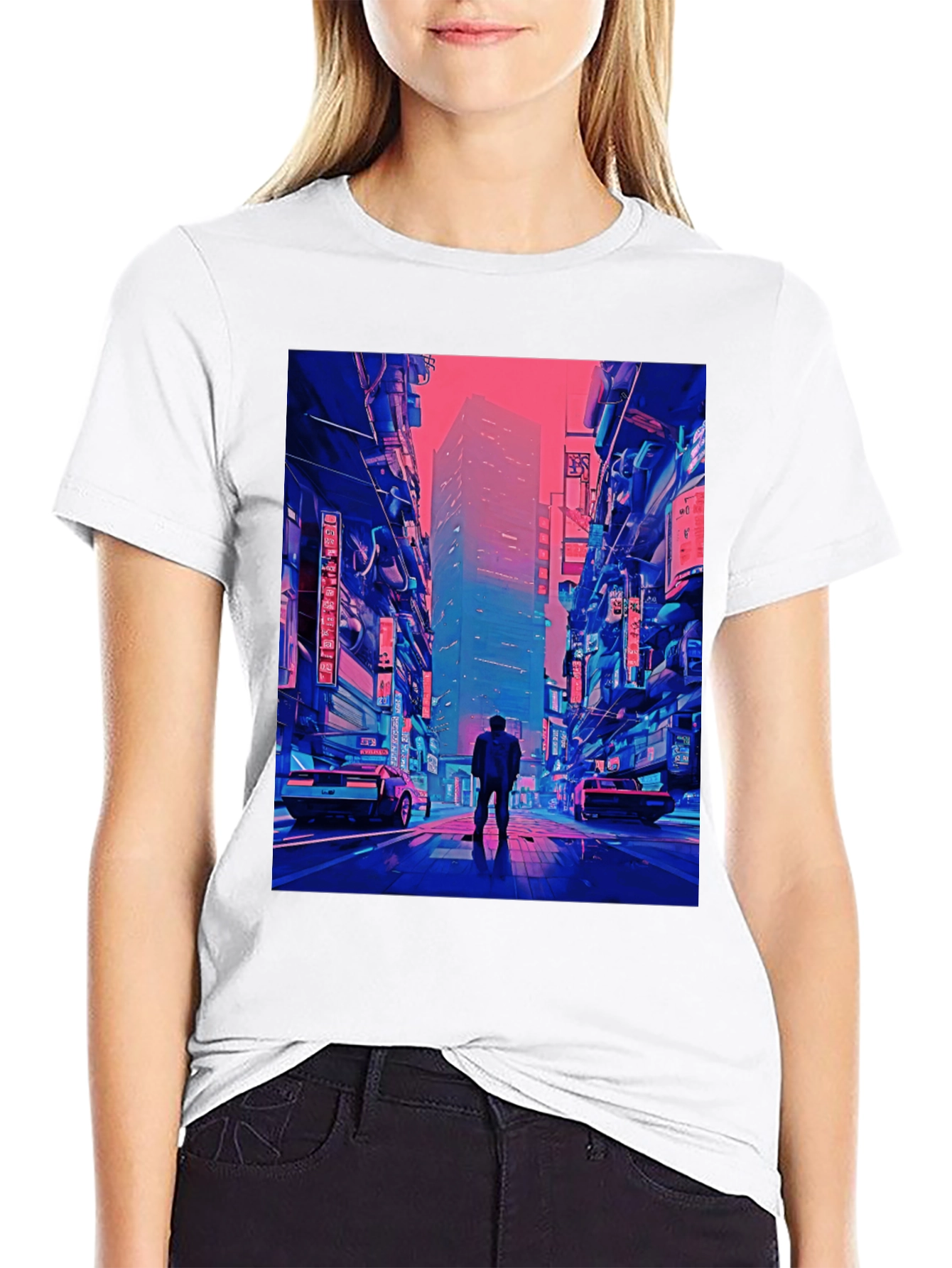 Cyberpunk Cityscape Graphic T-Shirt