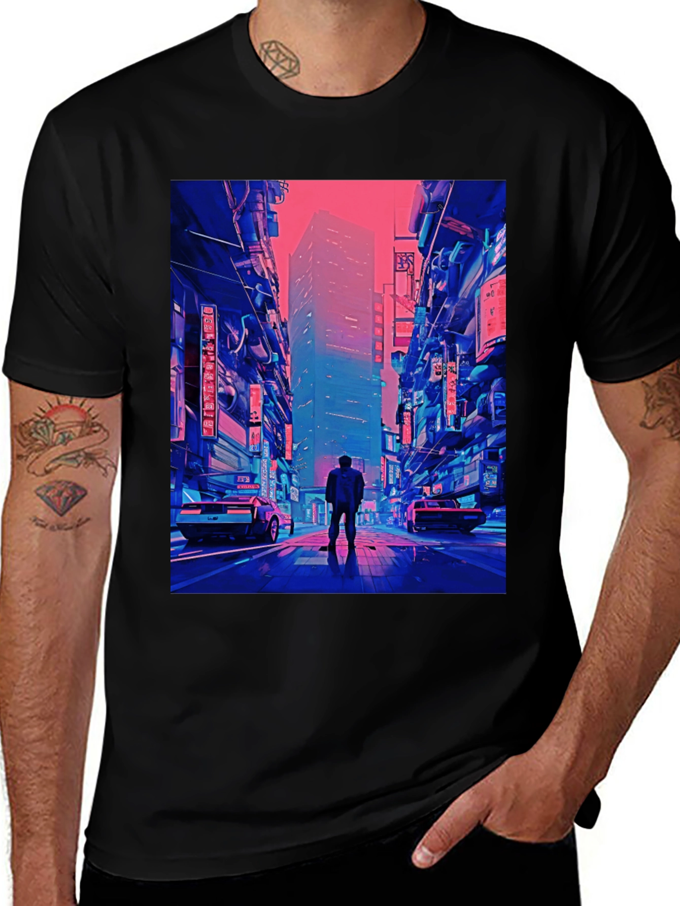 Cyberpunk Cityscape Graphic T-Shirt