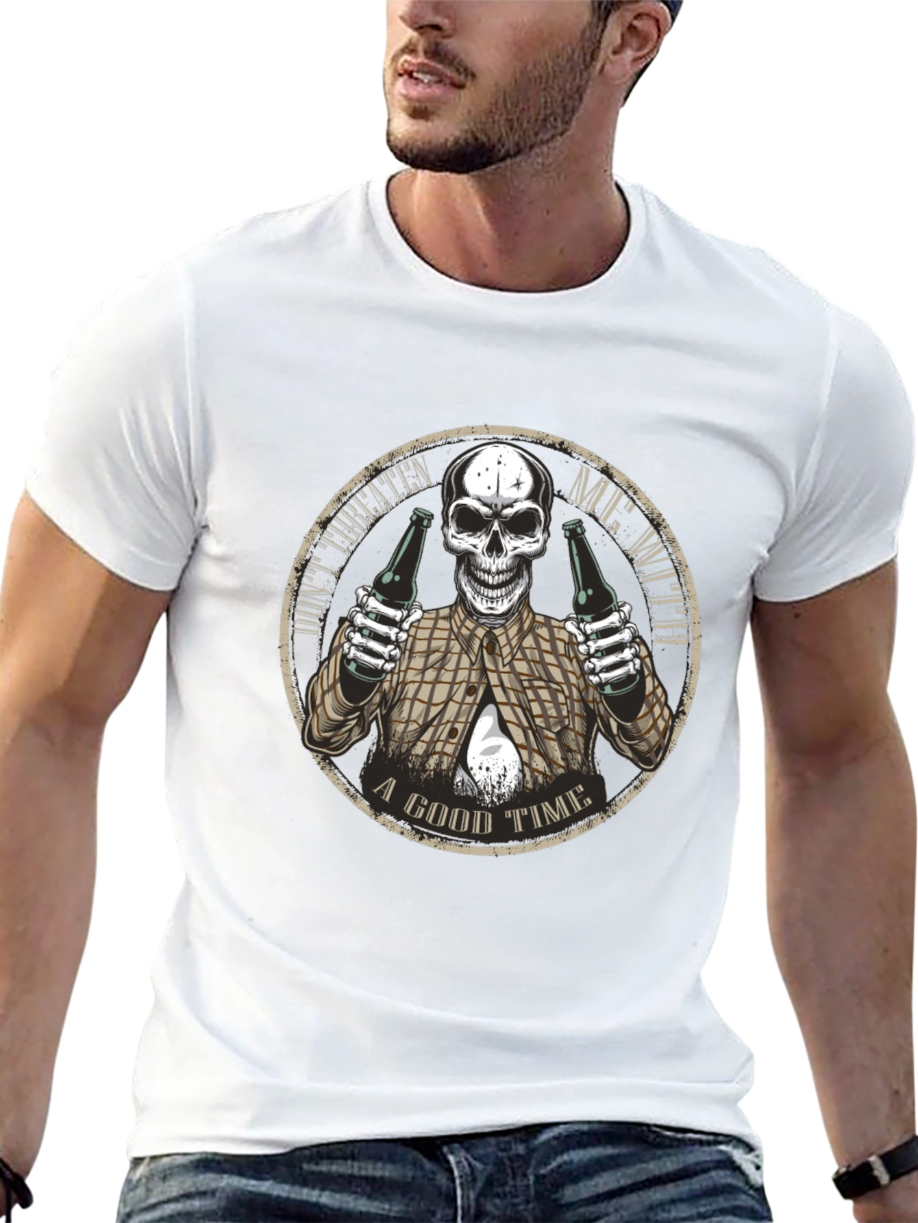 Dont Threaten Me Skull Graphic T-Shirt