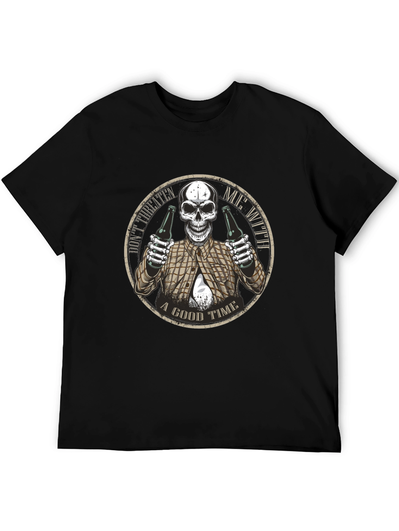 Dont Threaten Me Skull Graphic T-Shirt