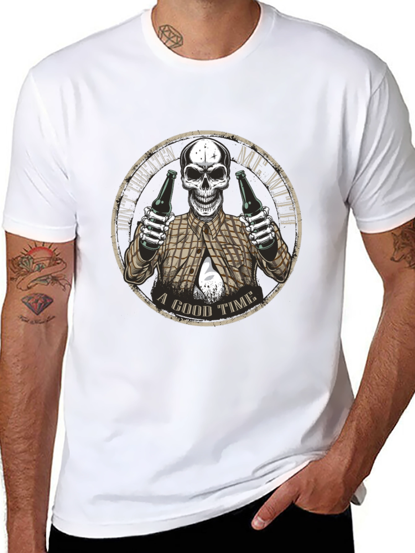 Dont Threaten Me Skull Graphic T-Shirt