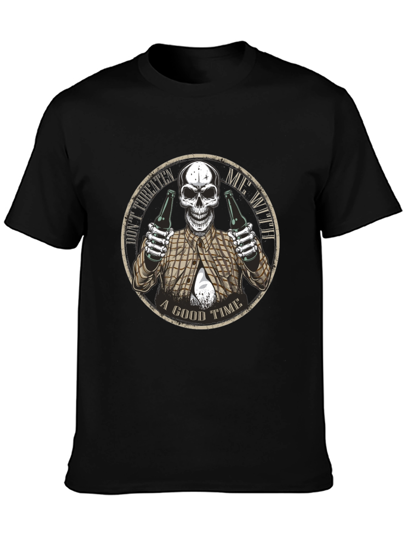 Dont Threaten Me Skull Graphic T-Shirt