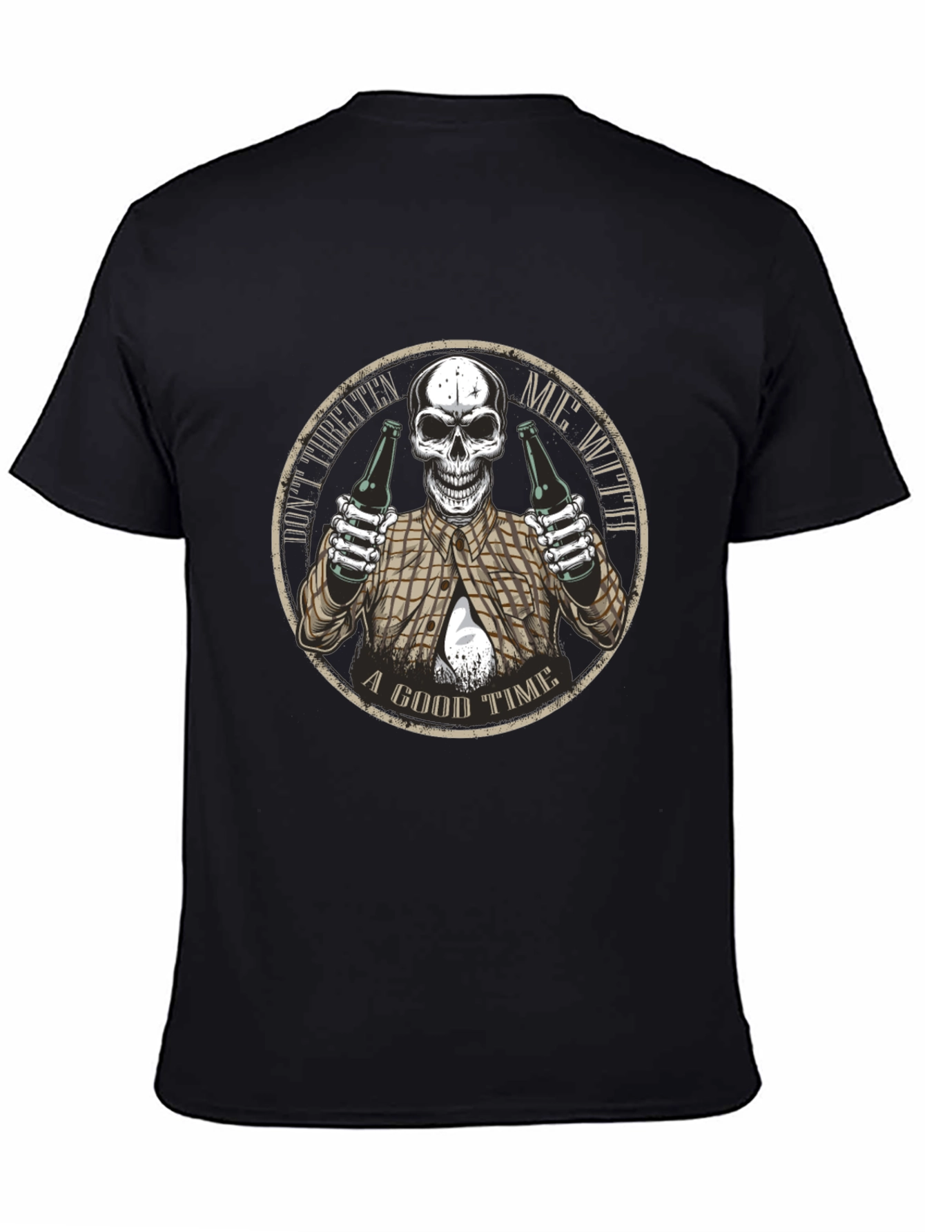 Dont Threaten Me Skull Graphic T-Shirt