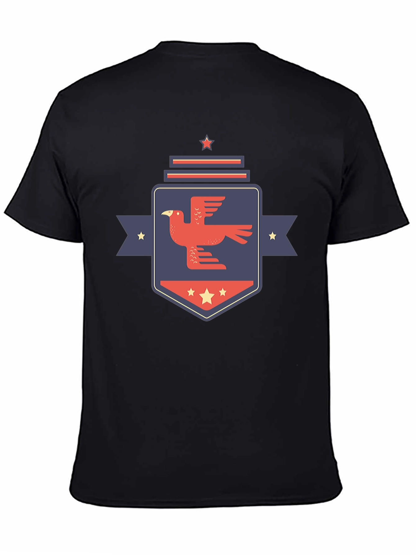 Graphic Bird Print Mens Black T-Shirt