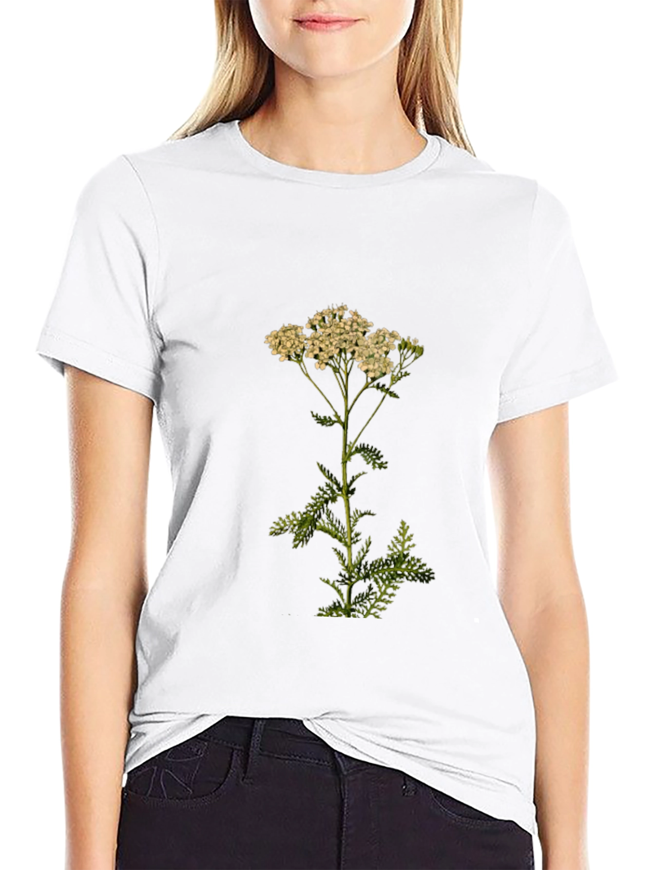 Botanical Print Tee - Achillea Yarrow Flower Shirt