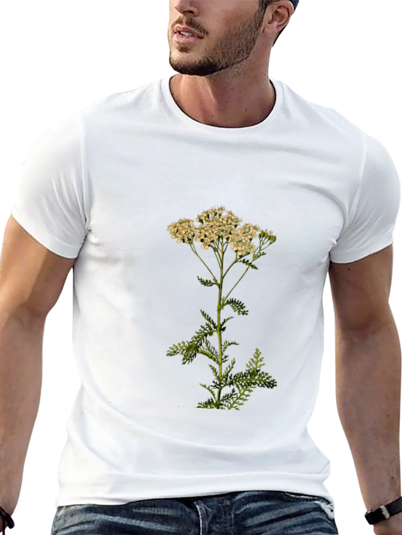 Botanical Print Tee - Achillea Yarrow Flower Shirt