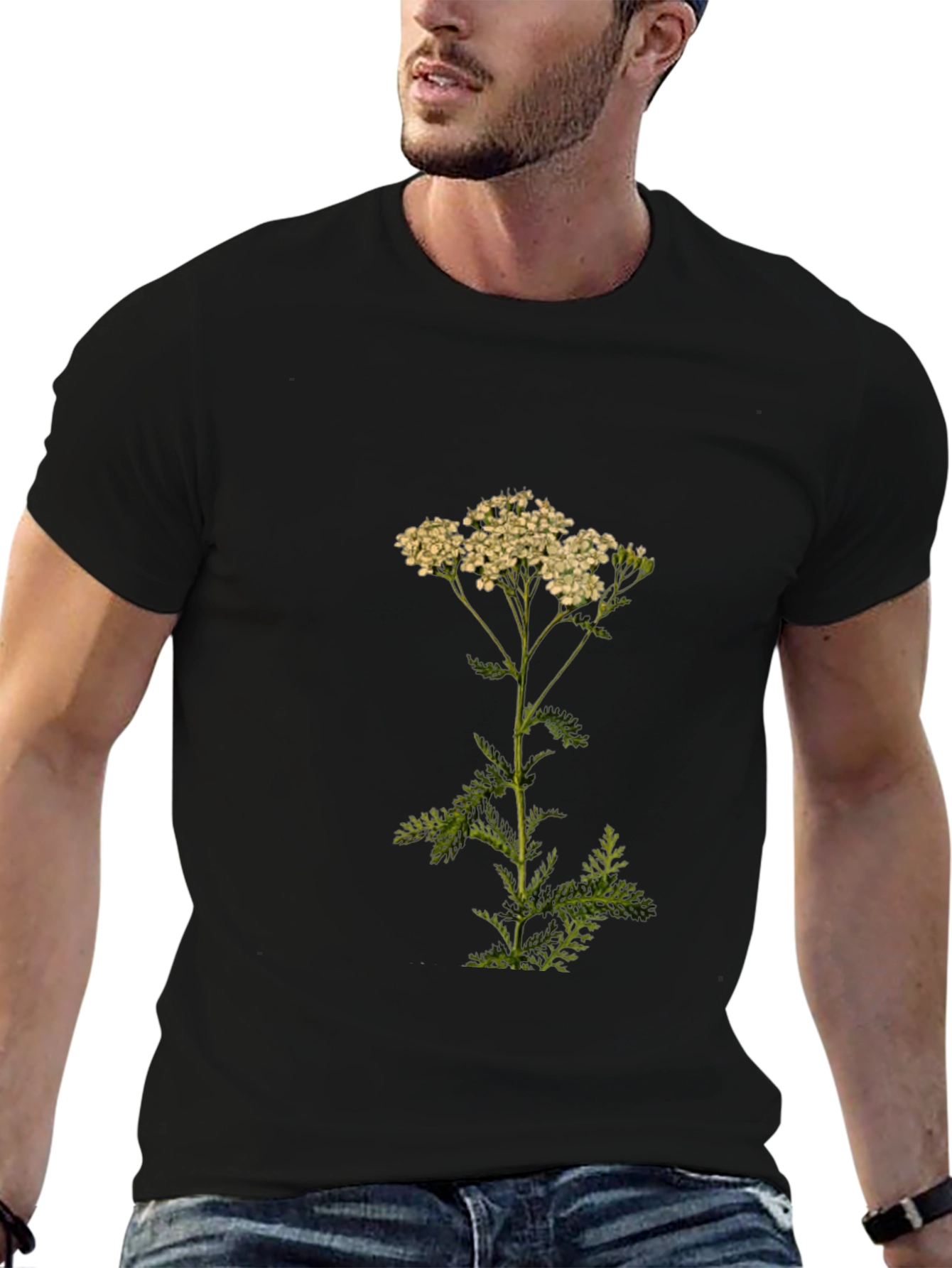 Botanical Print Tee - Achillea Yarrow Flower Shirt