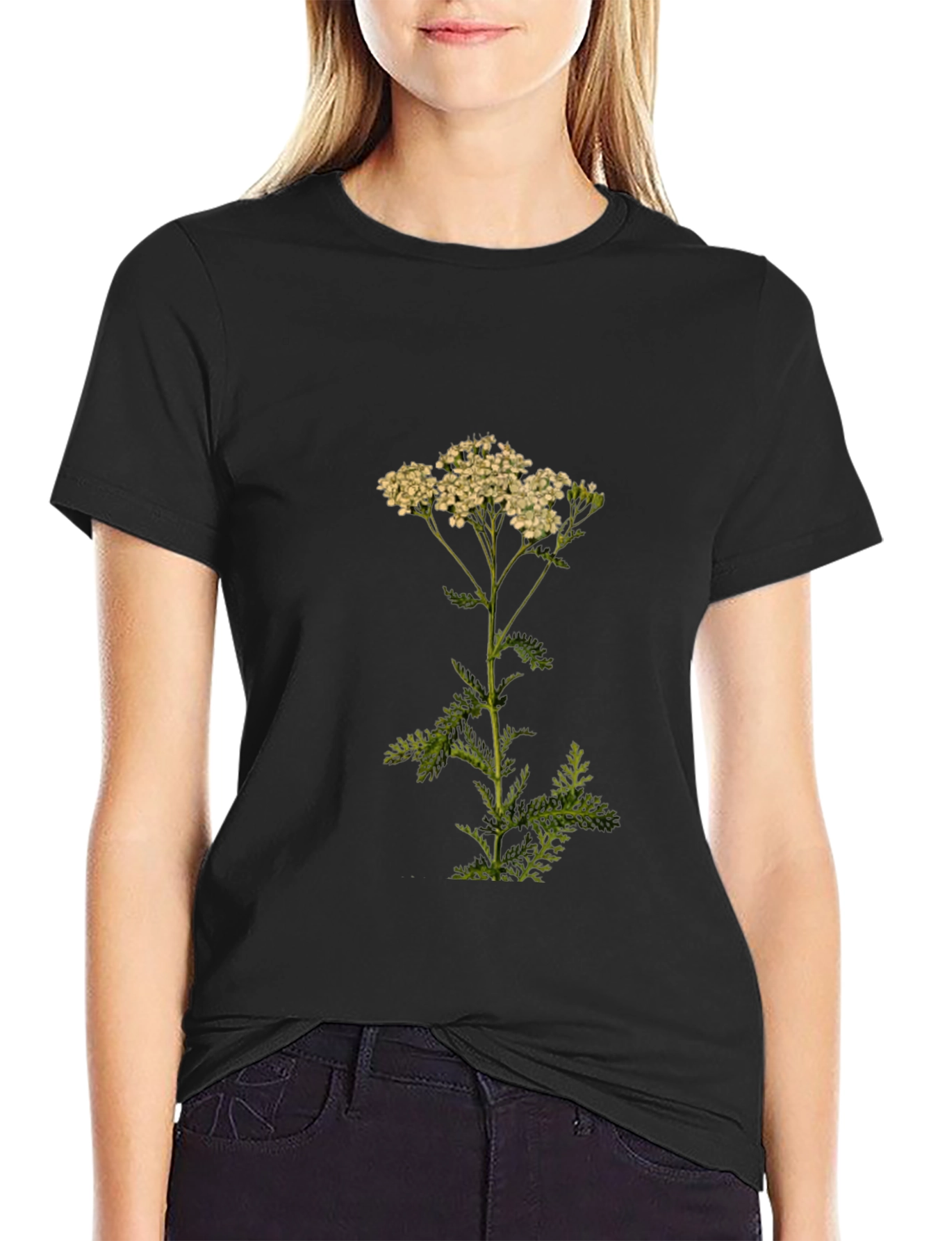 Botanical Print Tee - Achillea Yarrow Flower Shirt