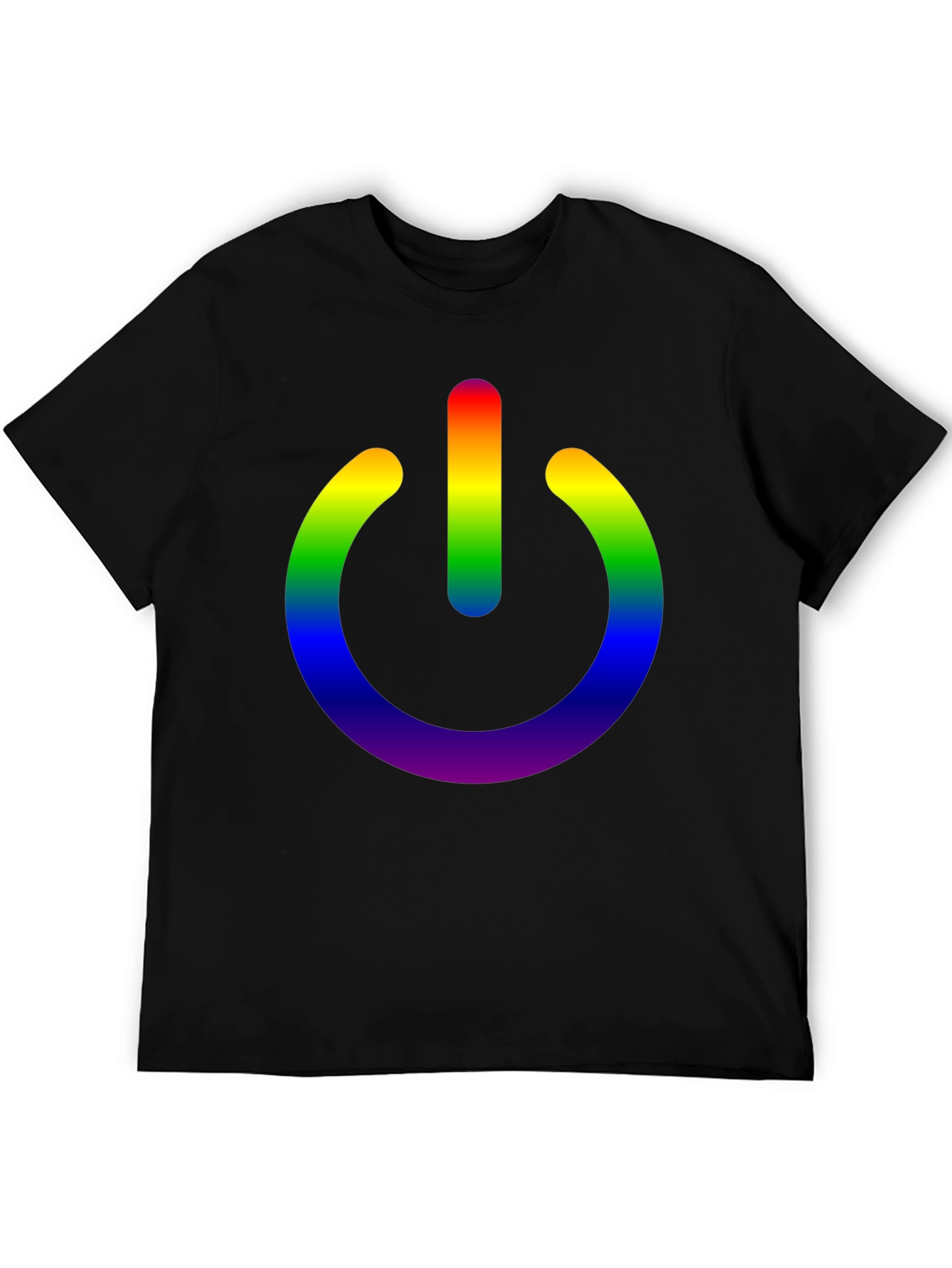 Rainbow Power Button Black T-Shirt