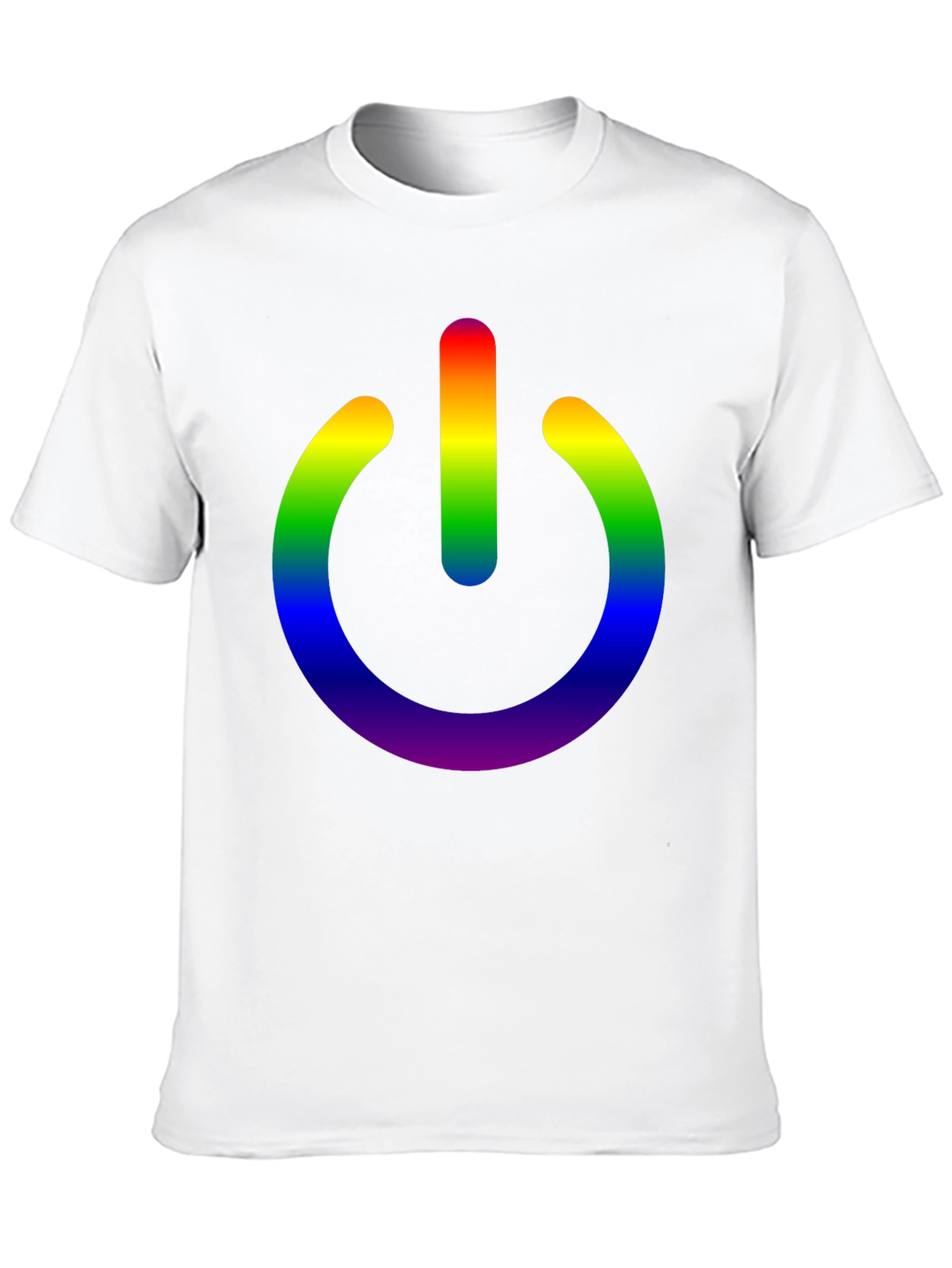 Rainbow Power Button Black T-Shirt