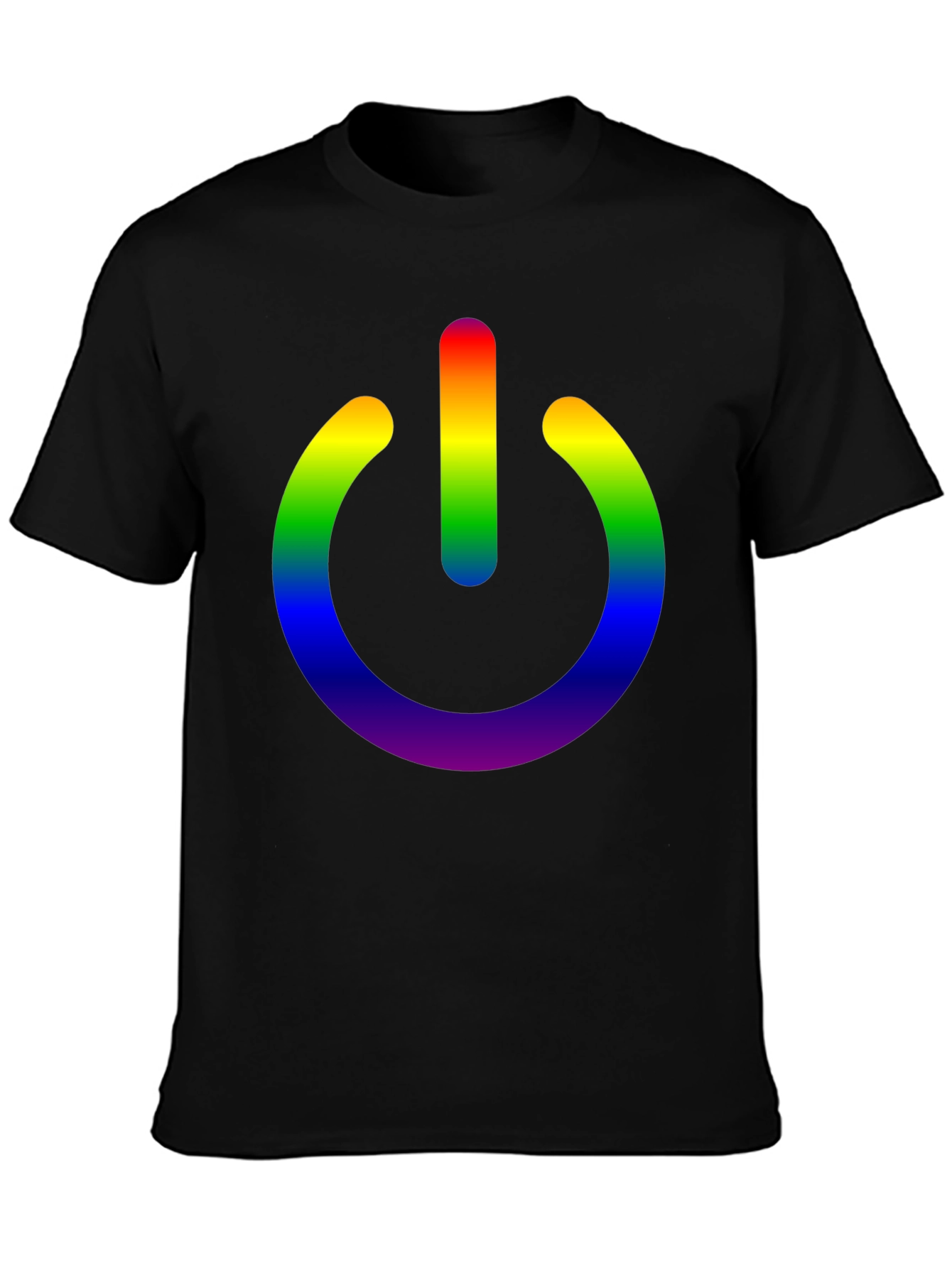 Rainbow Power Button Black T-Shirt