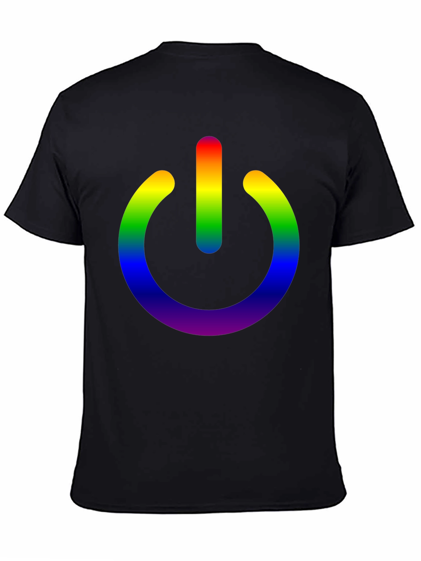 Rainbow Power Button Black T-Shirt