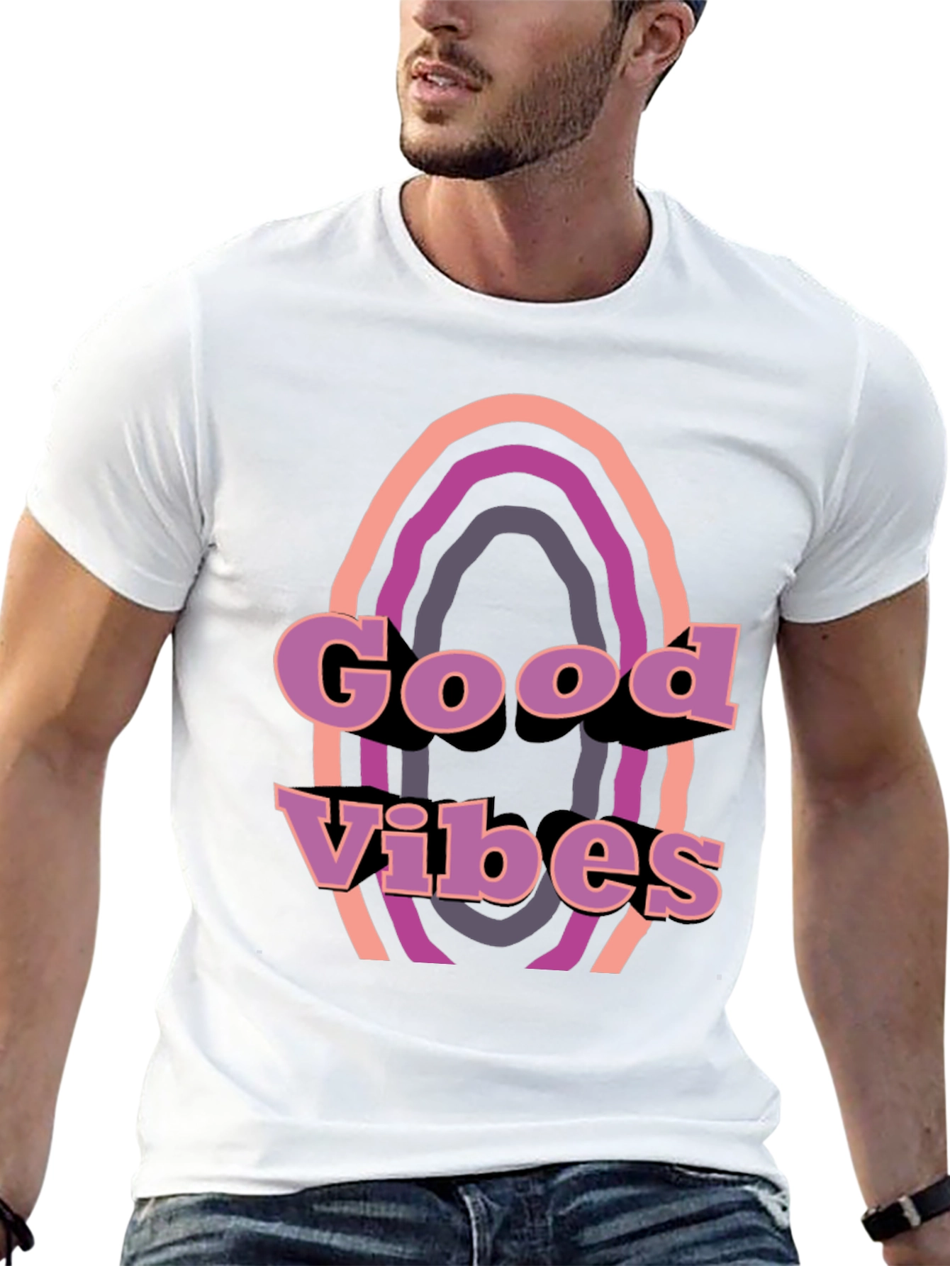 Good Vibes Retro Graphic Tee - Black