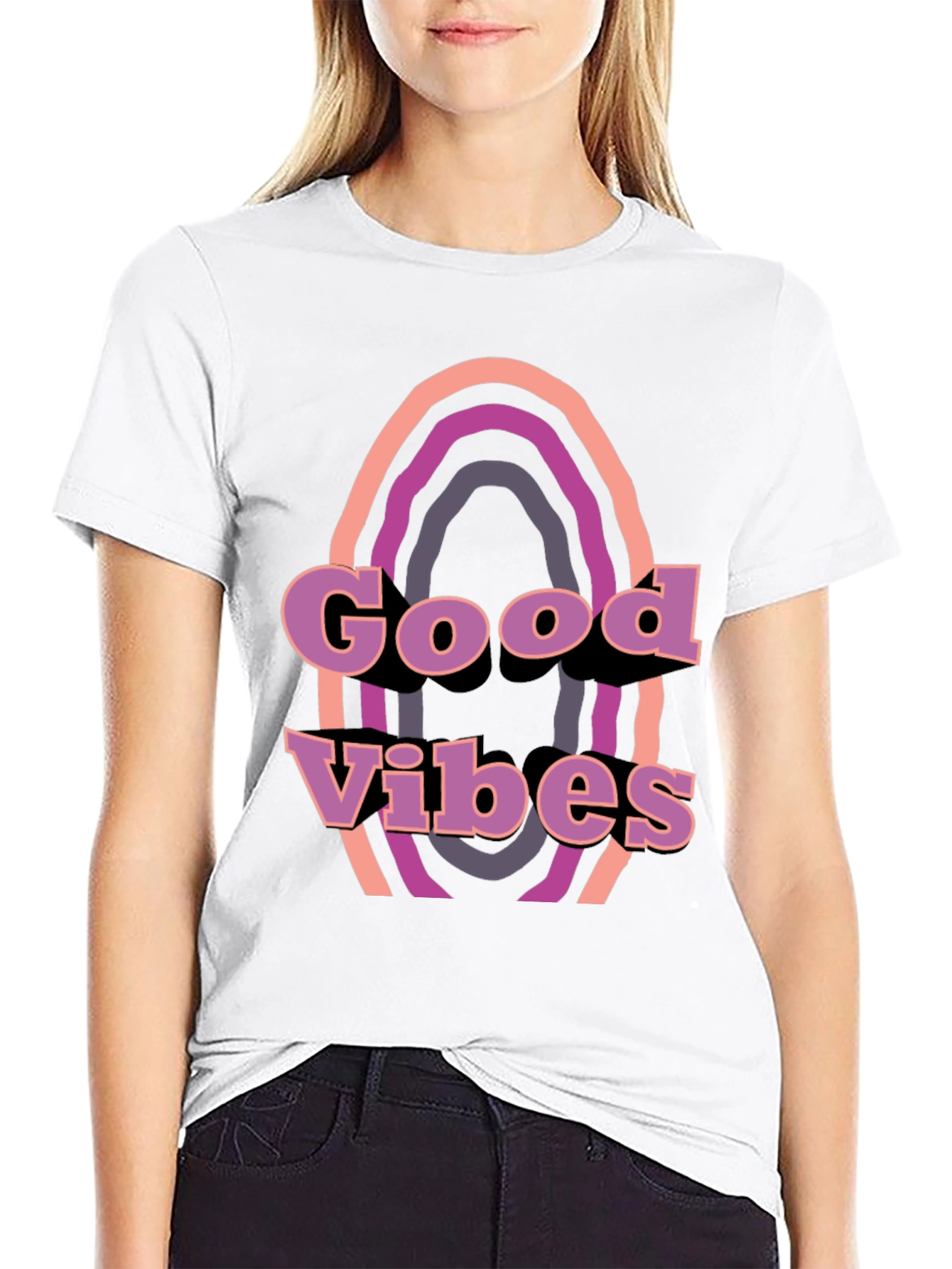 Good Vibes Retro Graphic Tee - Black