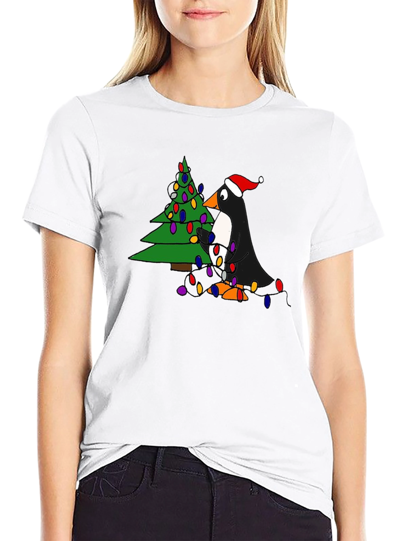 Festive Penguin Christmas Tree T-Shirt