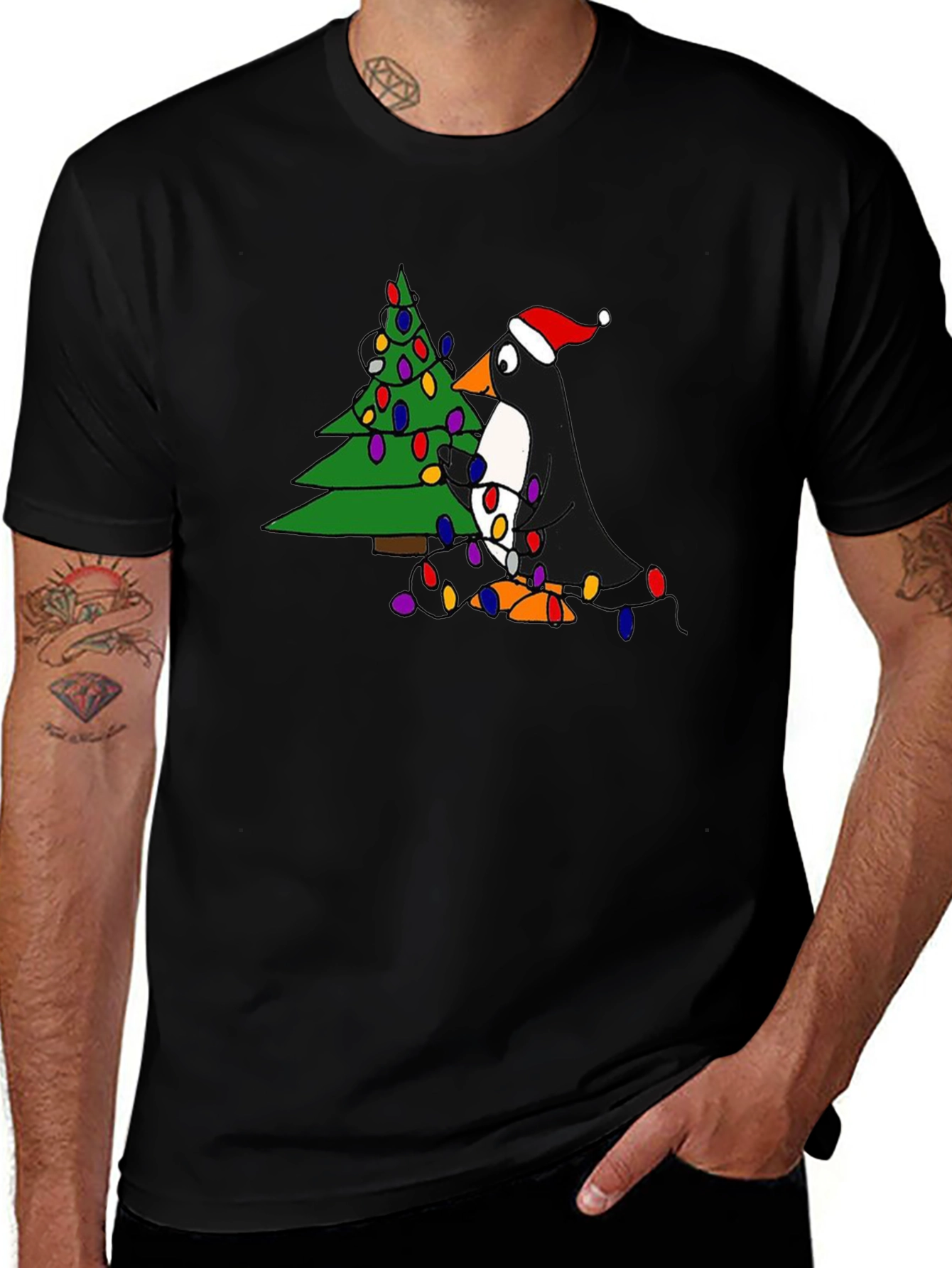 Festive Penguin Christmas Tree T-Shirt