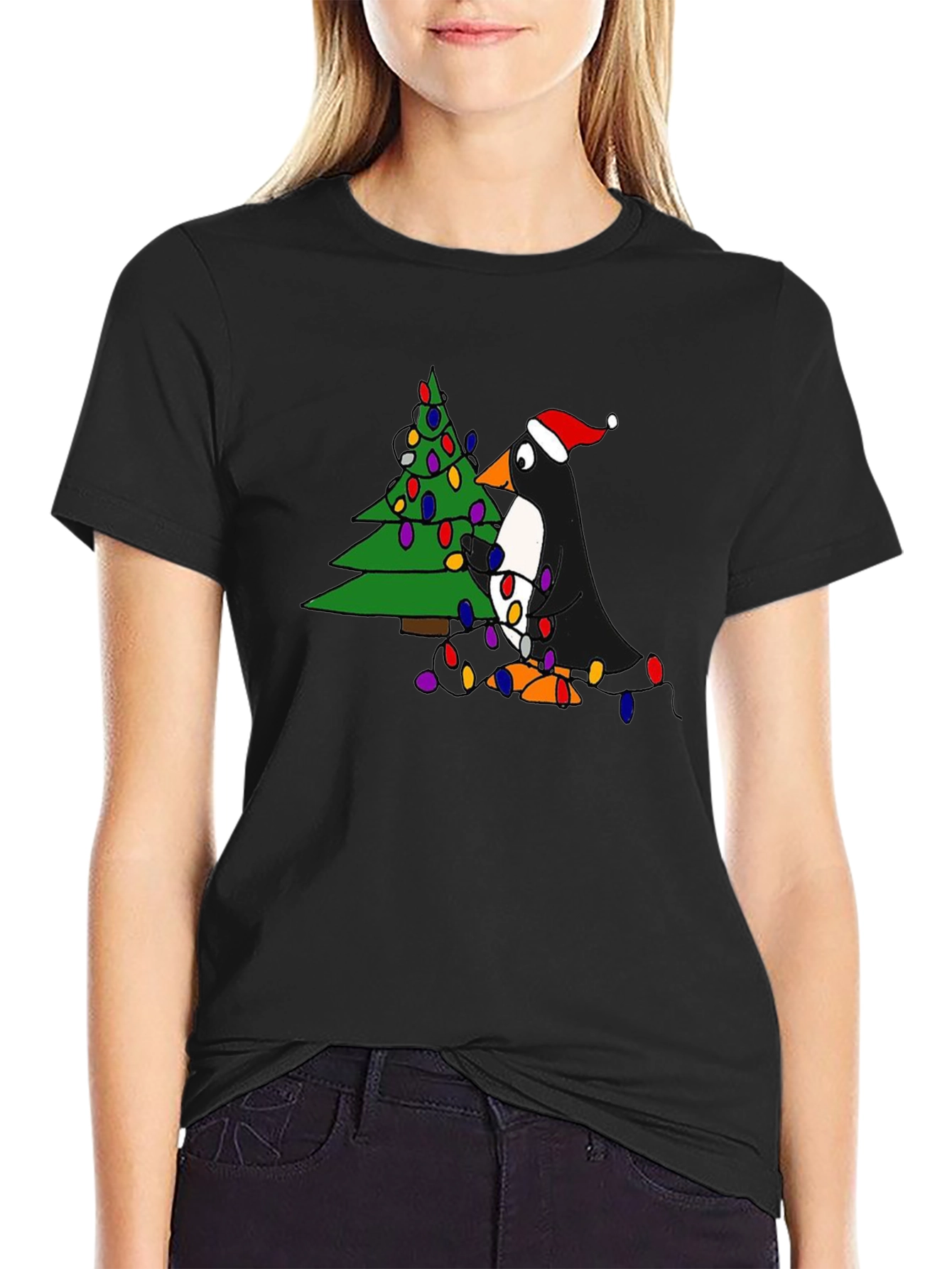 Festive Penguin Christmas Tree T-Shirt